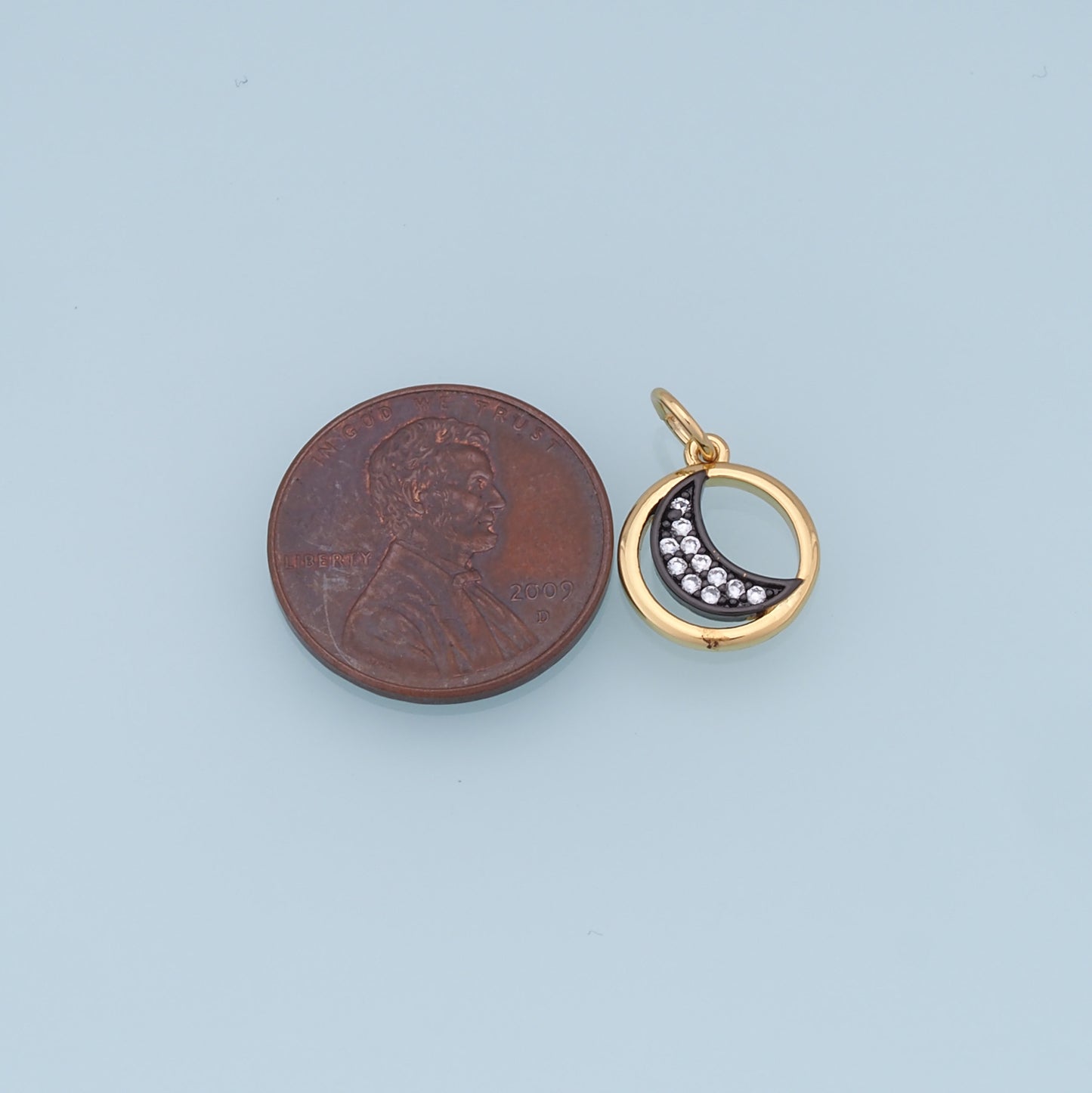 Gold Moon Charms,18K Gold Filled Moon Pendant,CZ Micro Pave Star Charm Bracelet Necklace for DIY Jewelry Making Supply