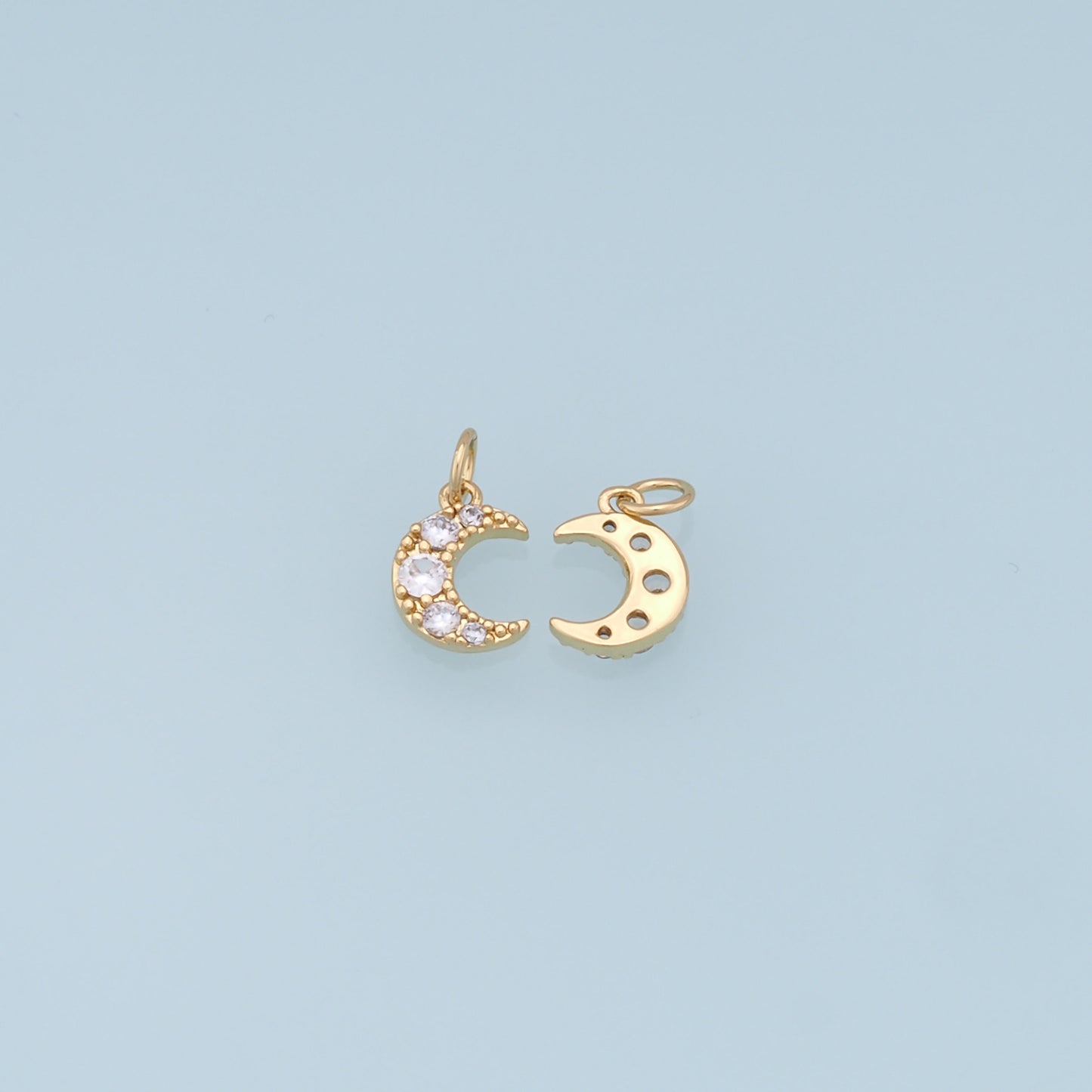 Gold Moon Charms,18K Gold Filled Moon Pendant,CZ Micro Pave Star Charm Bracelet Necklace for DIY Jewelry Making Supply