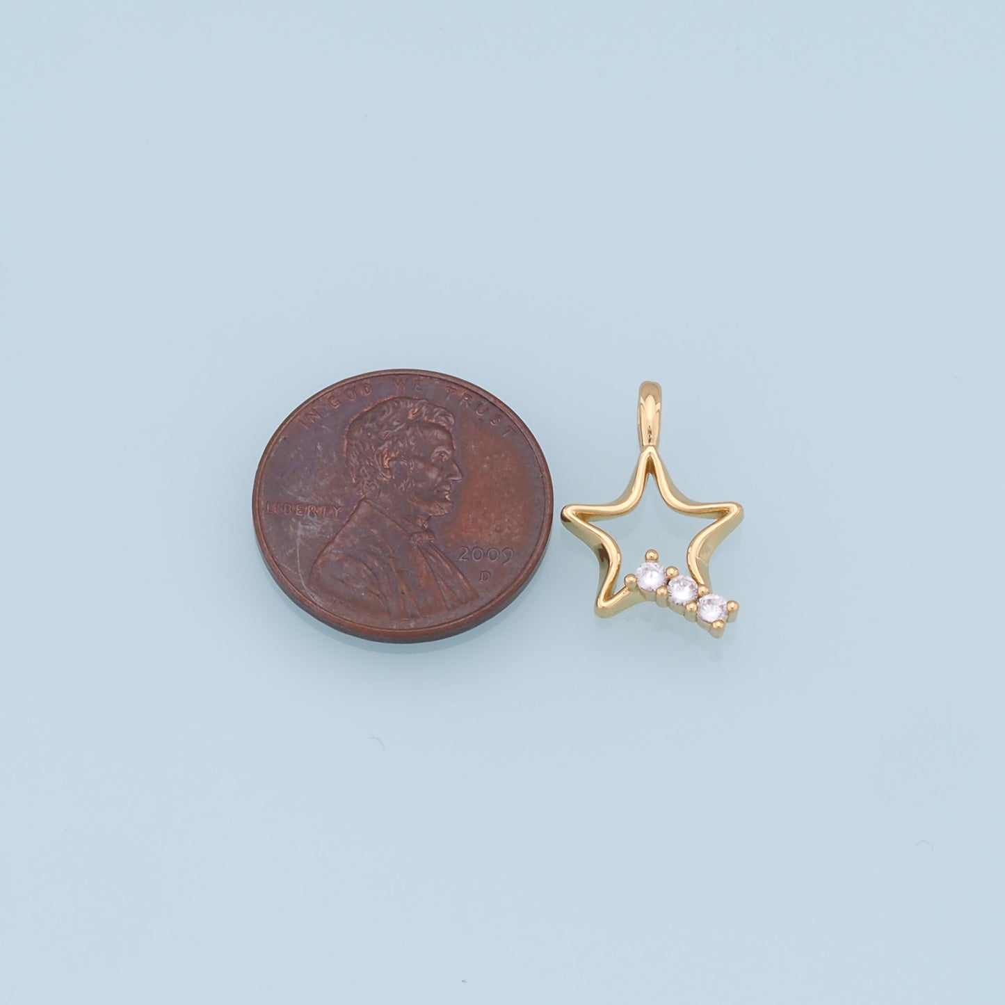 18K Gold Filled Star Pendant,CZ Micro Pave Star Charm Bracelet Necklace for DIY Jewelry Making Supply