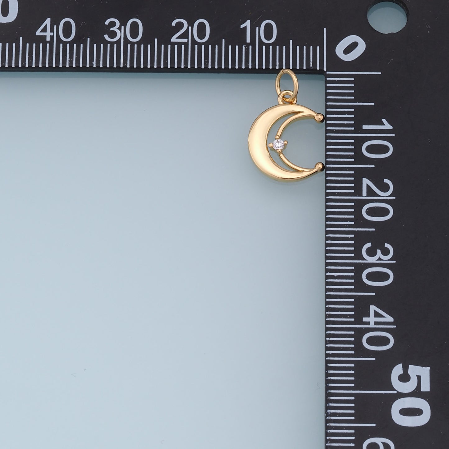 Gold Moon Charms,18K Gold Filled Moon Pendant,CZ Micro Pave Celestial Charm Bracelet Necklace for DIY Jewelry Making Supply