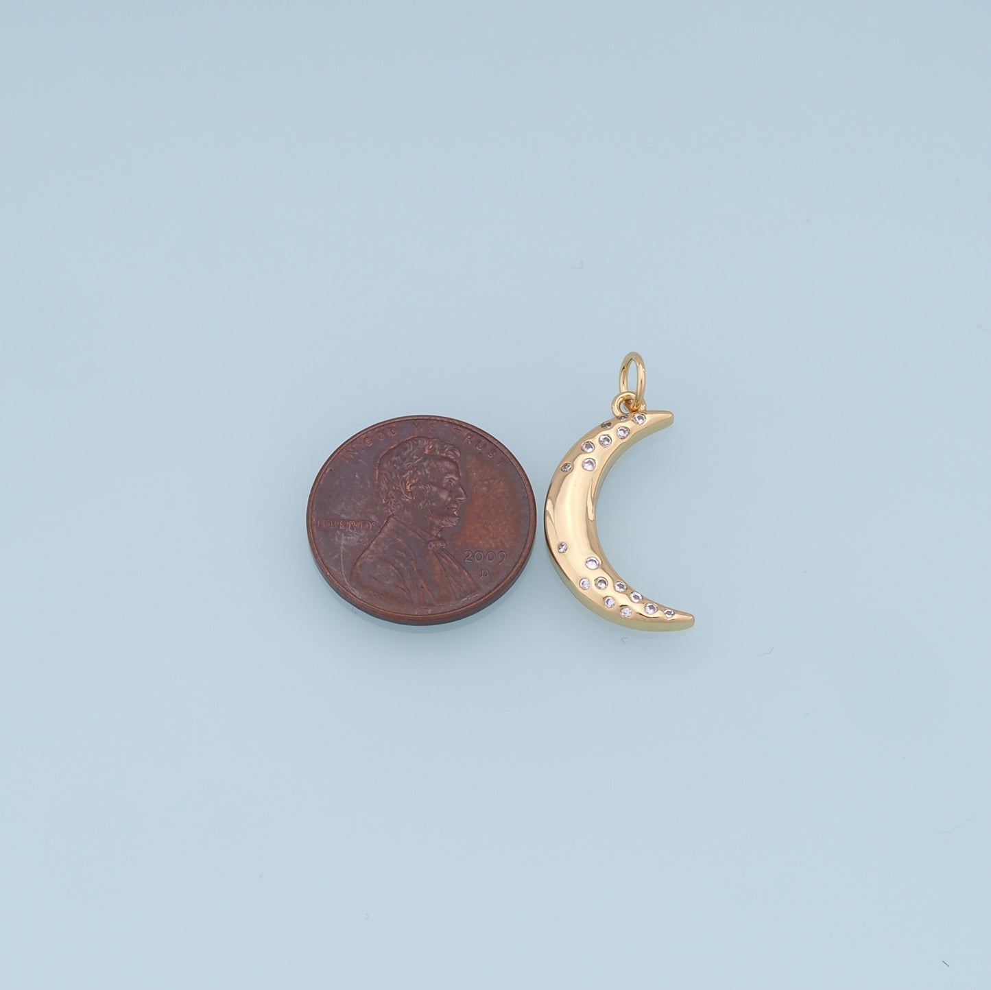 Gold Moon Charms,18K Gold Filled Moon Pendant,CZ Micro Pave Celestial Charm Bracelet Necklace for DIY Jewelry Making Supply
