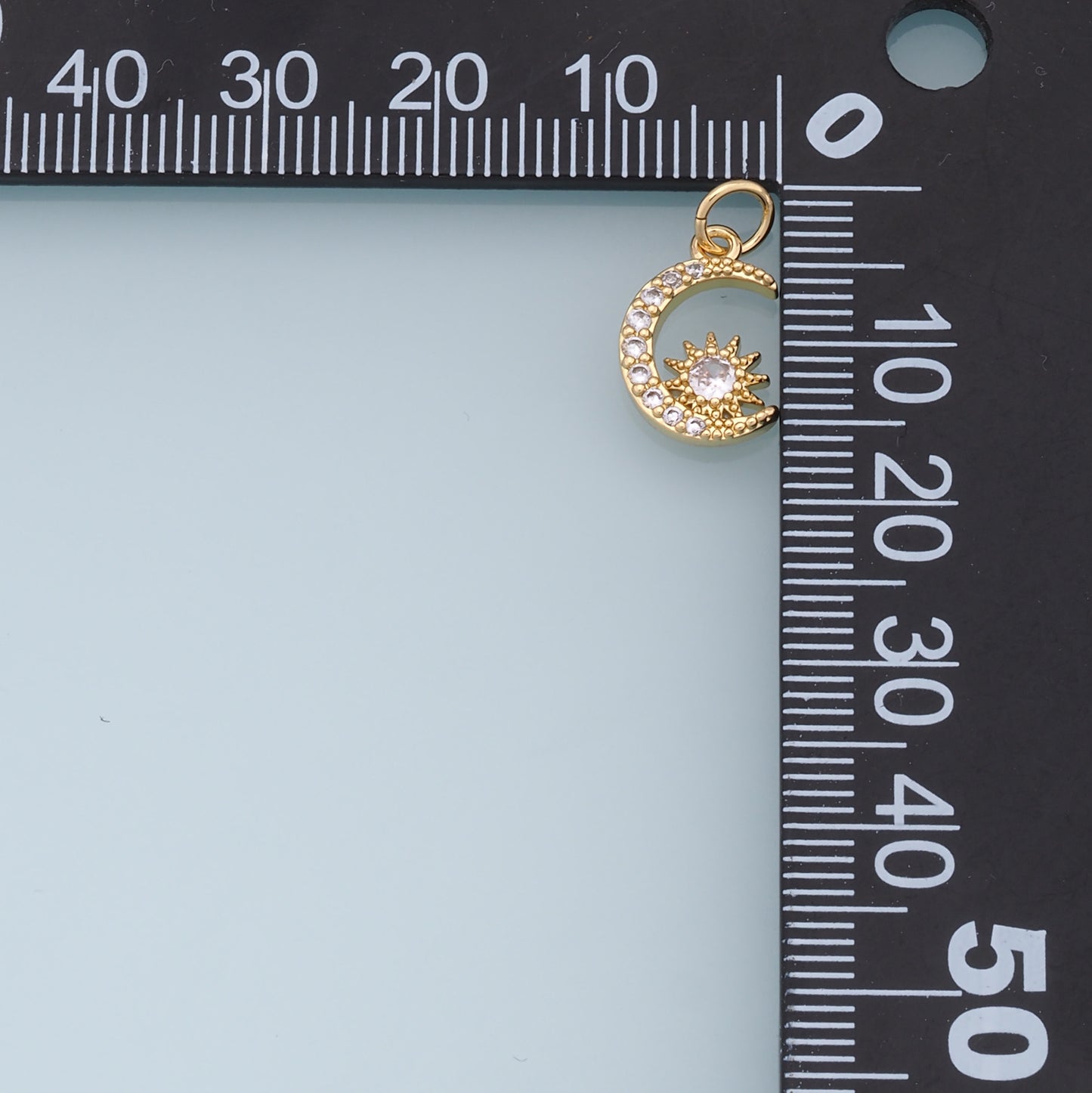 Gold Moon Star Charms,18K Gold Filled CZ Moon Pendant,Celestial Charm Bracelet Necklace for DIY Jewelry Making Supply