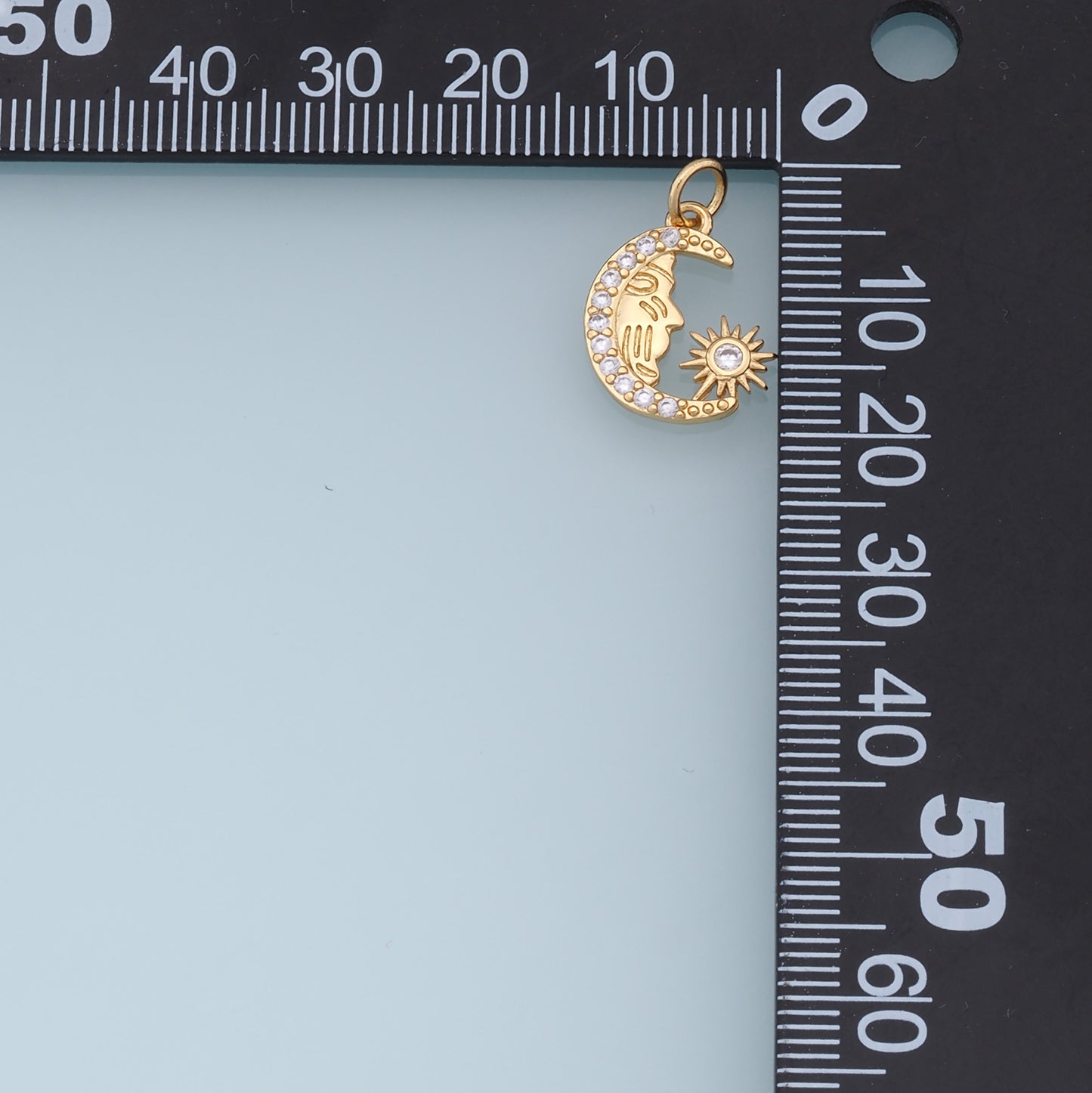 Gold Moon Star Charms,18K Gold Filled CZ Moon Pendant,Celestial Charm Bracelet Necklace for DIY Jewelry Making Supply