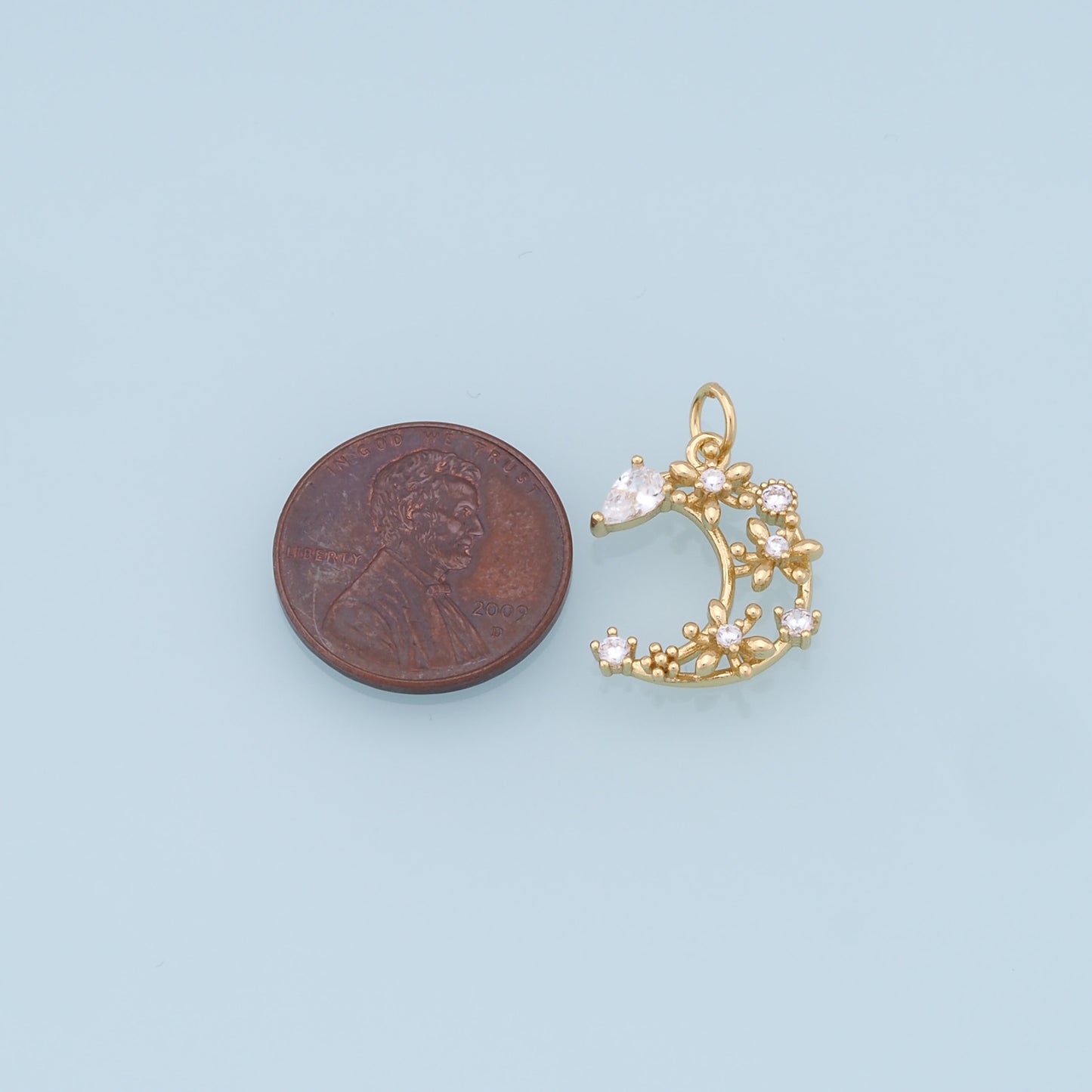 Gold Moon Star Charms,18K Gold Filled CZ Moon Pendant,Celestial Charm Bracelet Necklace for DIY Jewelry Making Supply