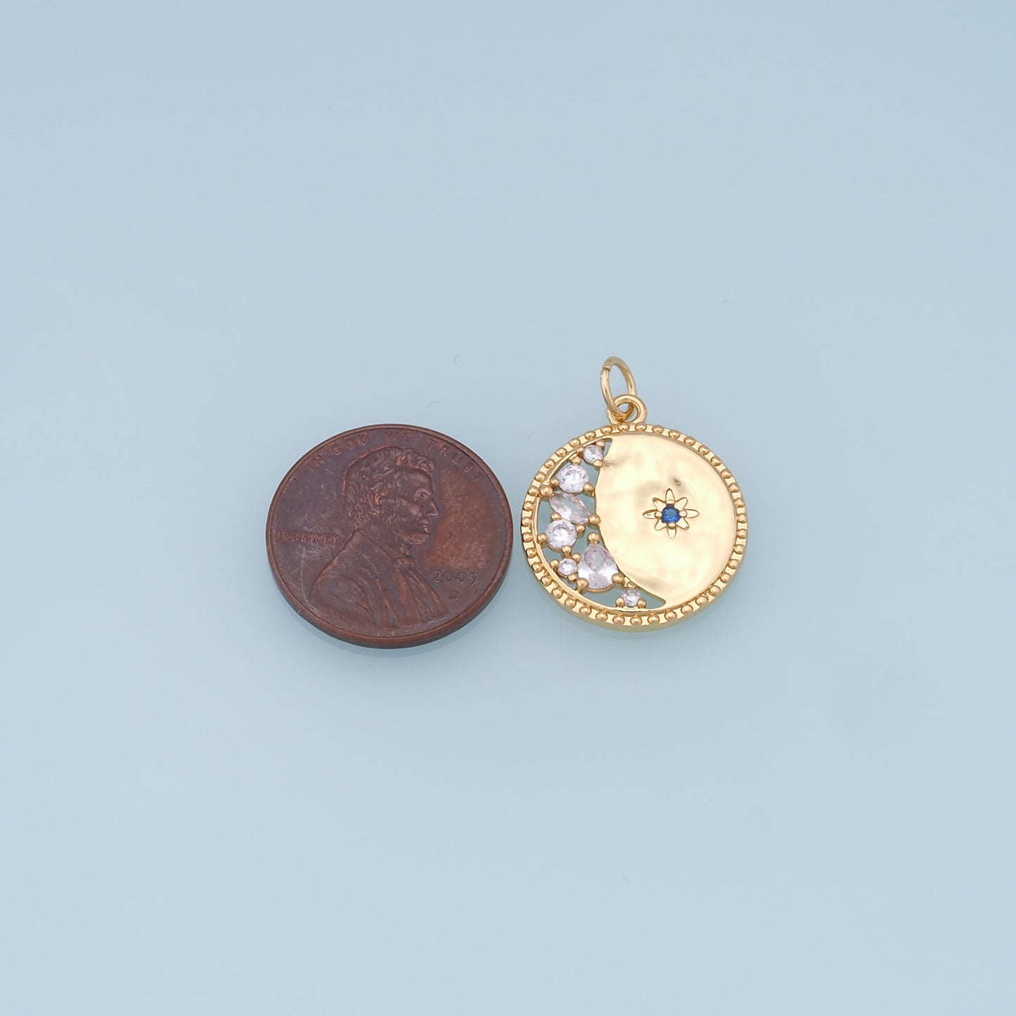 Gold Moon Star Charms,18K Gold Filled CZ Moon Pendant,Celestial Charm Bracelet Necklace for DIY Jewelry Making Supply