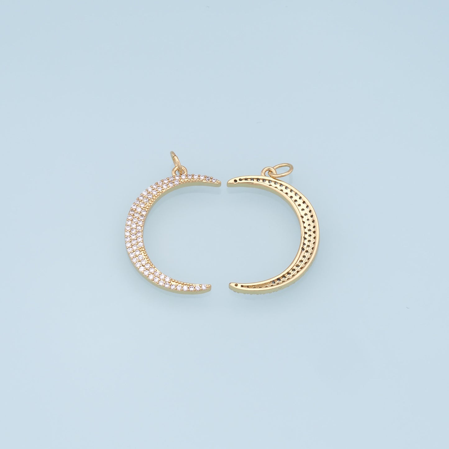 Gold Moon Charms,18K Gold Filled Moon Pendant,CZ Micro Pave Celestial Charm Bracelet Necklace for DIY Jewelry Making Supply
