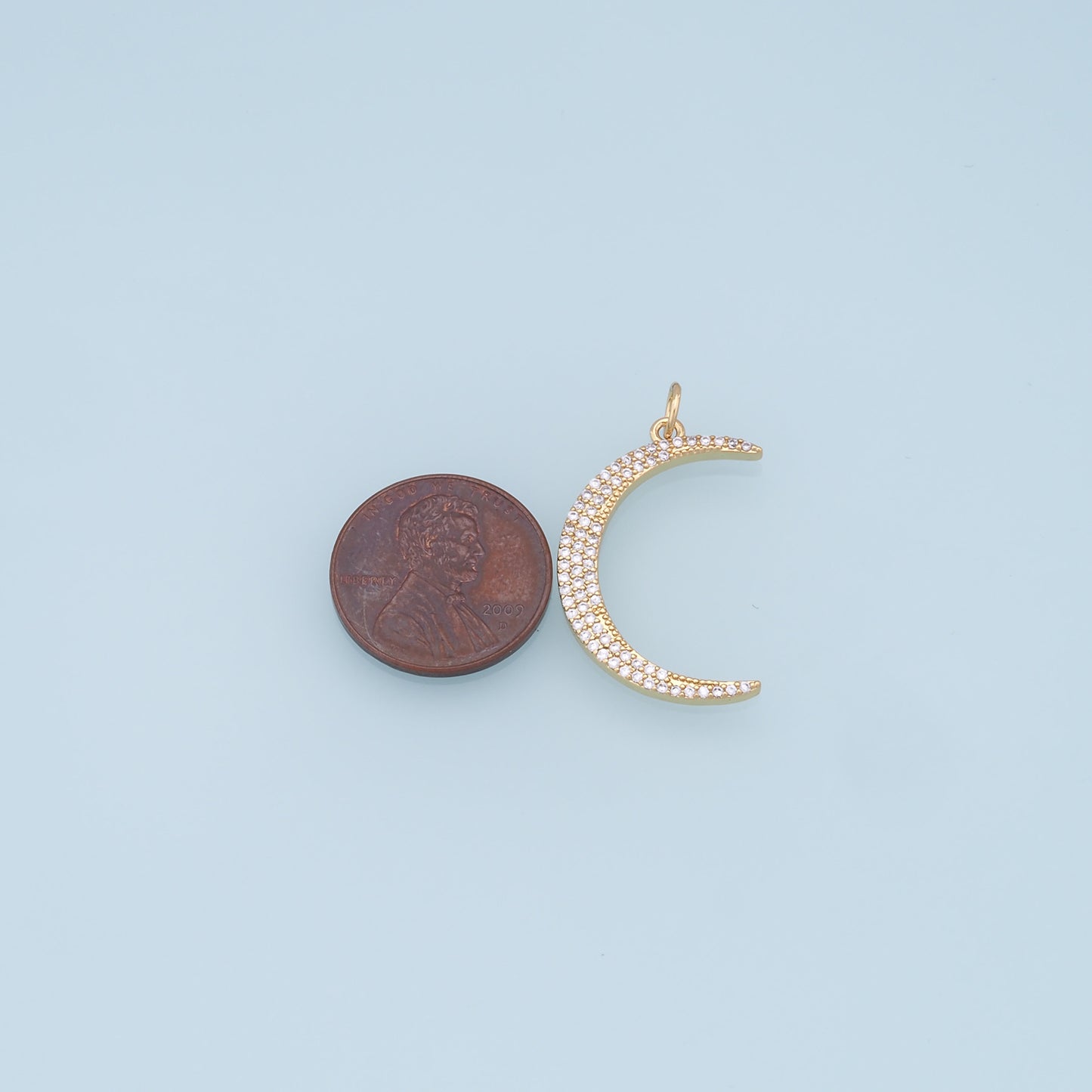 Gold Moon Charms,18K Gold Filled Moon Pendant,CZ Micro Pave Celestial Charm Bracelet Necklace for DIY Jewelry Making Supply