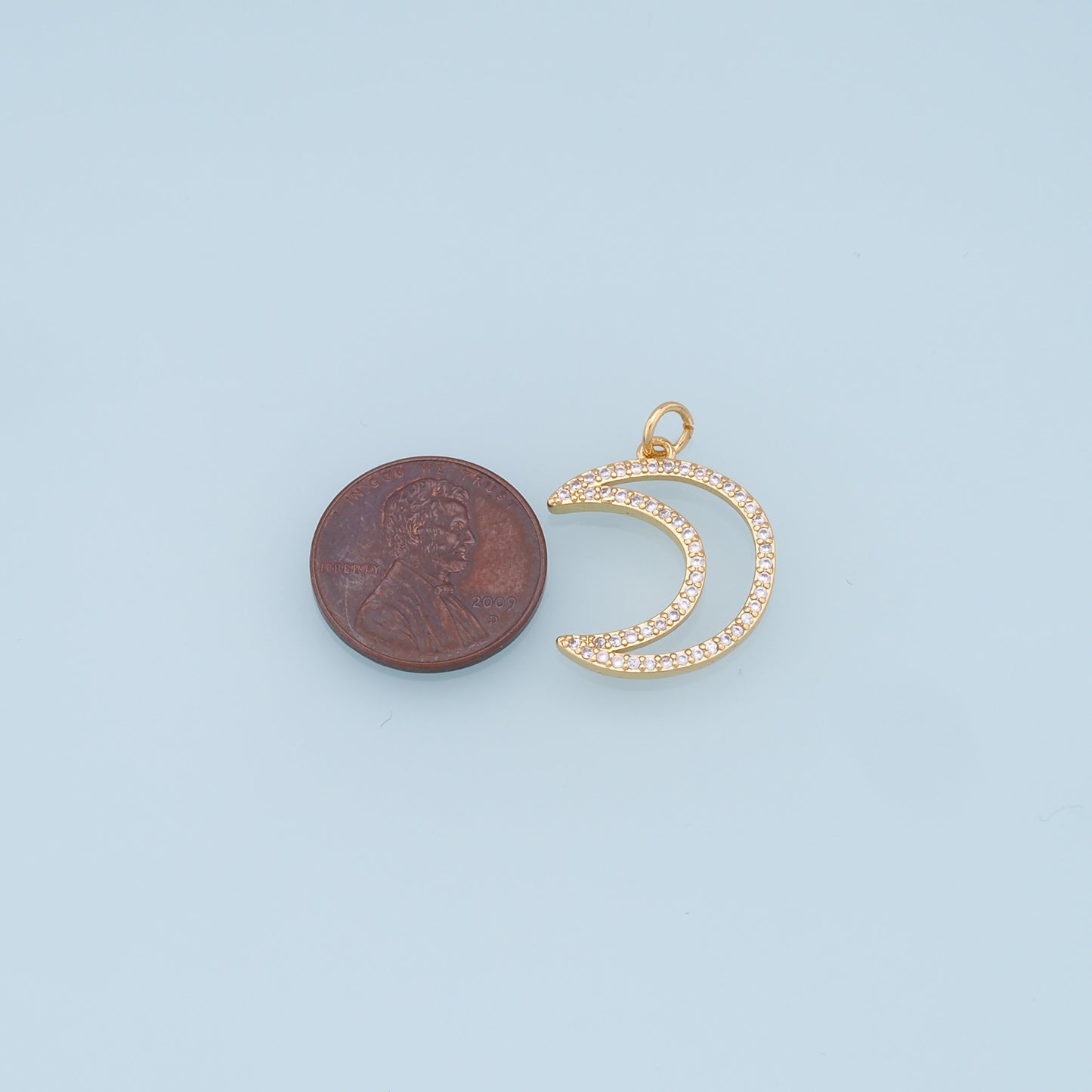 Gold Moon Charms,18K Gold Filled Moon Pendant,CZ Micro Pave Celestial Charm Bracelet Necklace for DIY Jewelry Making Supply