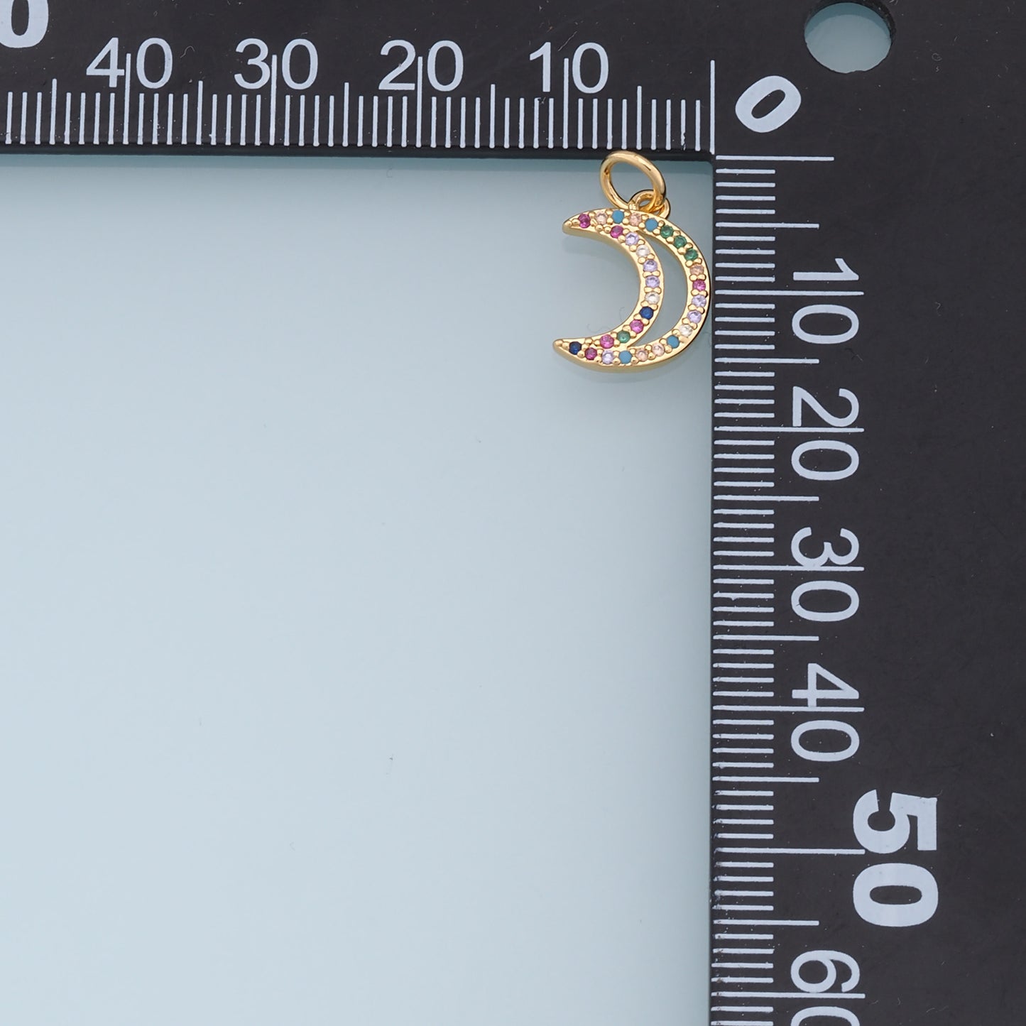 Gold Moon Charms,18K Gold Filled Moon Pendant,CZ Micro Pave Celestial Charm Bracelet Necklace for DIY Jewelry Making Supply