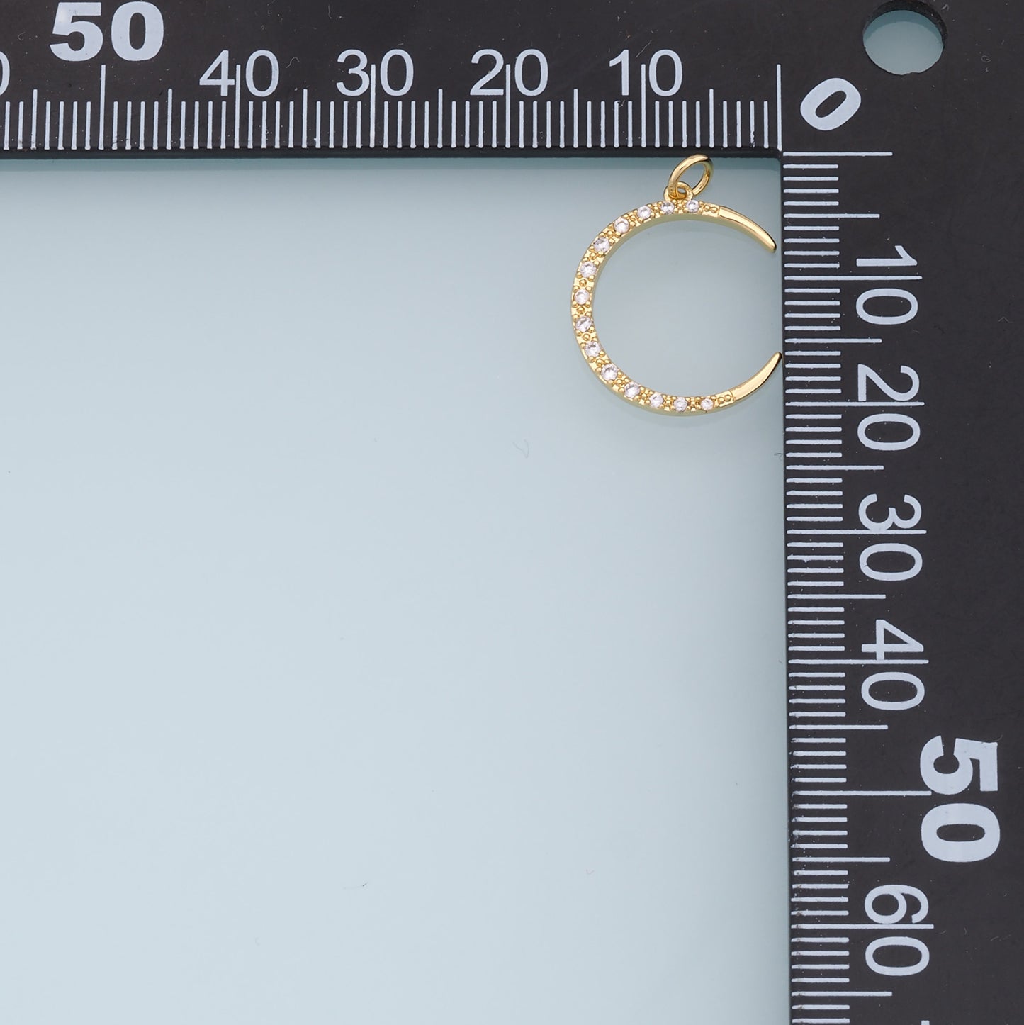 Gold Moon Charms,18K Gold Filled Moon Pendant,CZ Micro Pave Celestial Charm Bracelet Necklace for DIY Jewelry Making Supply