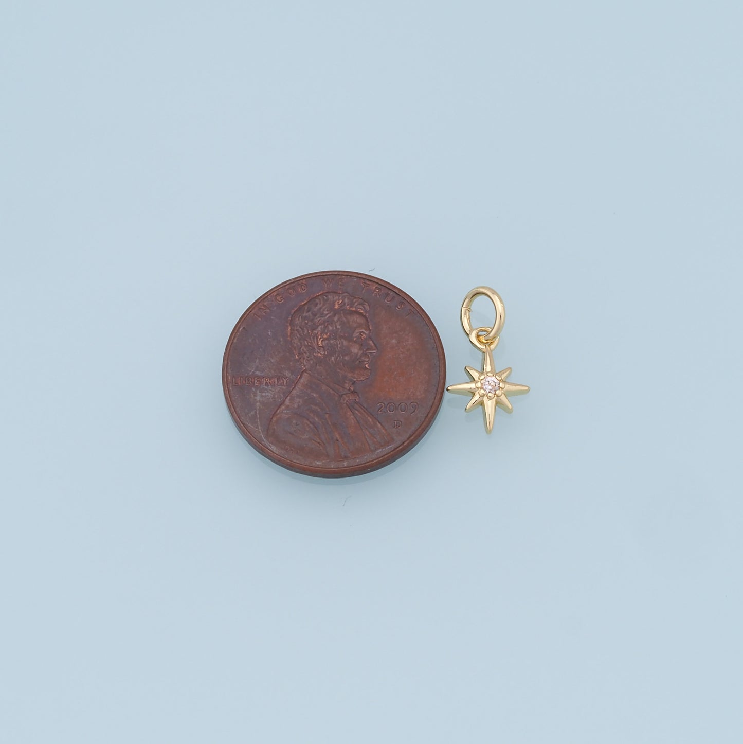Gold Star Charms,18K Gold Filled Starburst Pendant,CZ North Star Charm Bracelet Necklace for DIY Jewelry Making Supply