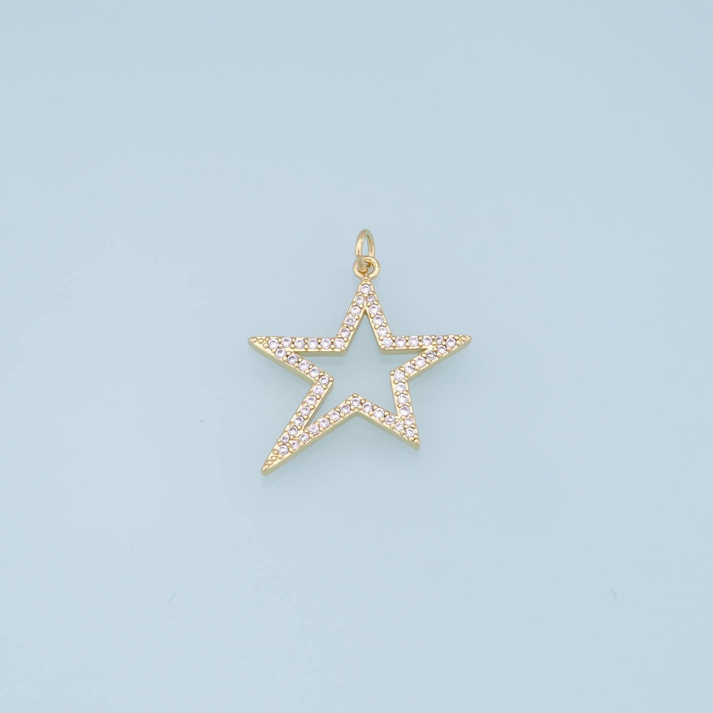 18K Gold Filled Star Pendant,CZ Micro Pave Star Charm Bracelet Necklace for DIY Jewelry Making Supply