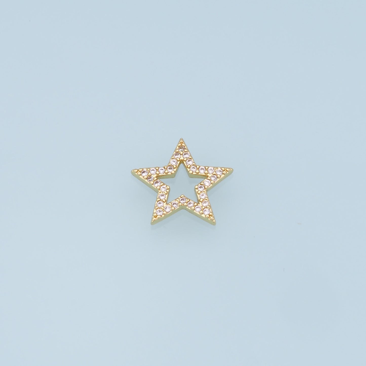 18K Gold Filled Star Pendant,CZ Micro Pave Star Charm Bracelet Necklace for DIY Jewelry Making Supply