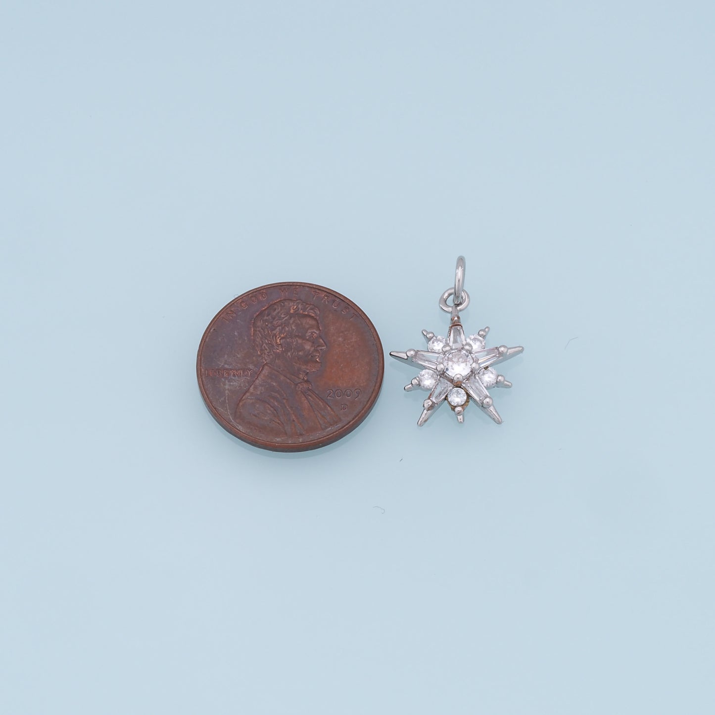 Gold Star Charms,18K Gold Filled Starburst Pendant,CZ North Star Charm Bracelet Necklace for DIY Jewelry Making Supply