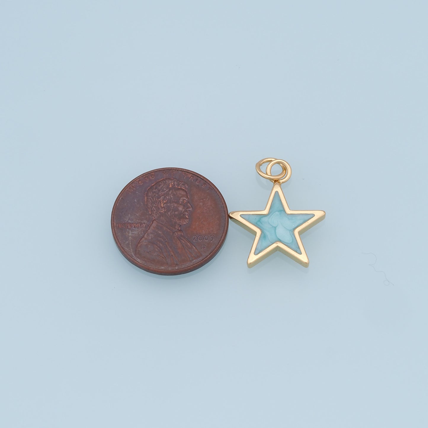 Gold Star Charms,18K Gold Filled Star Pendant,Shell North Star Charm Bracelet Necklace for DIY Jewelry Making Supply