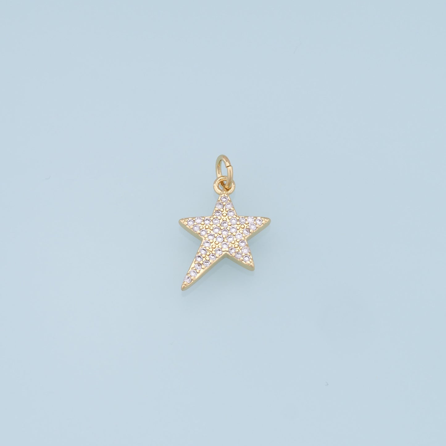 18K Gold Filled Star Pendant,CZ Micro Pave Star Charm Bracelet Necklace for DIY Jewelry Making Supply