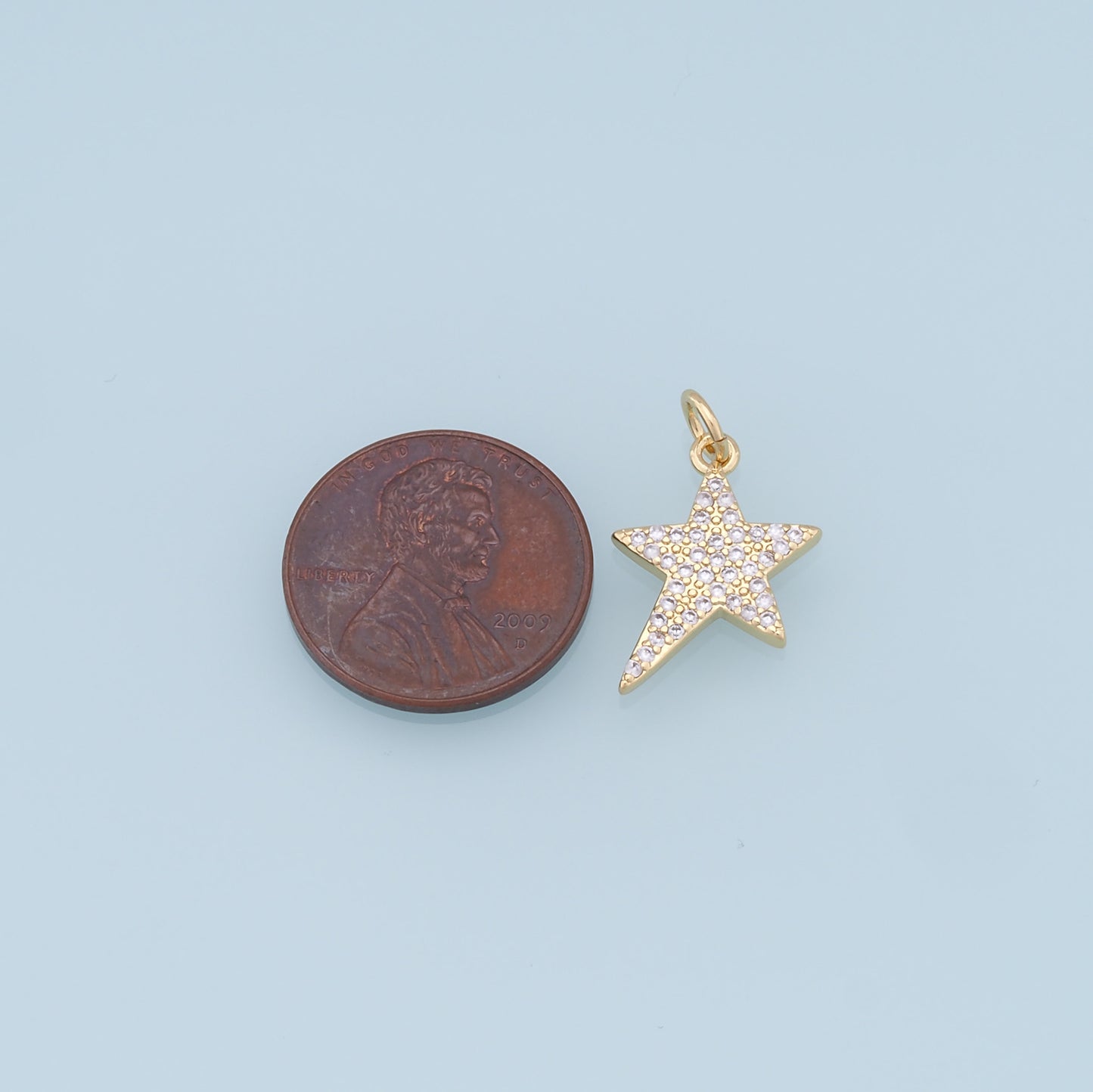 18K Gold Filled Star Pendant,CZ Micro Pave Star Charm Bracelet Necklace for DIY Jewelry Making Supply
