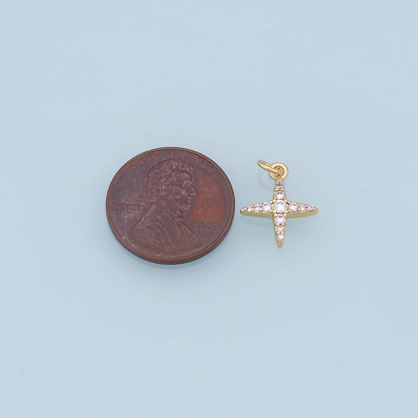 Gold Star Charms,18K Gold Filled Starburst Pendant,CZ Black North Star Charm Bracelet Necklace for DIY Jewelry Making Supply