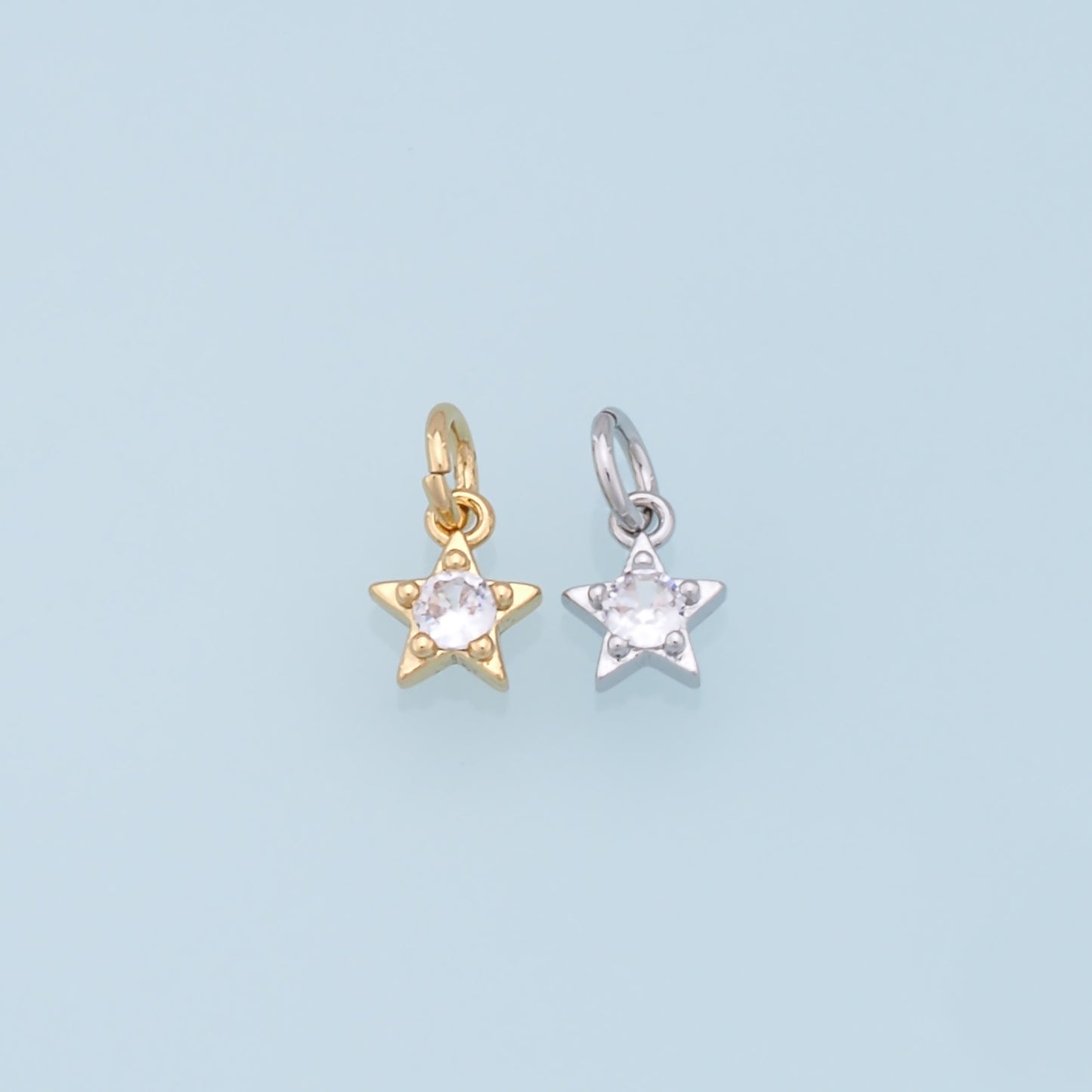 18K Gold Filled Star Pendant,CZ Star Charm Bracelet Necklace for DIY Jewelry Making Supply