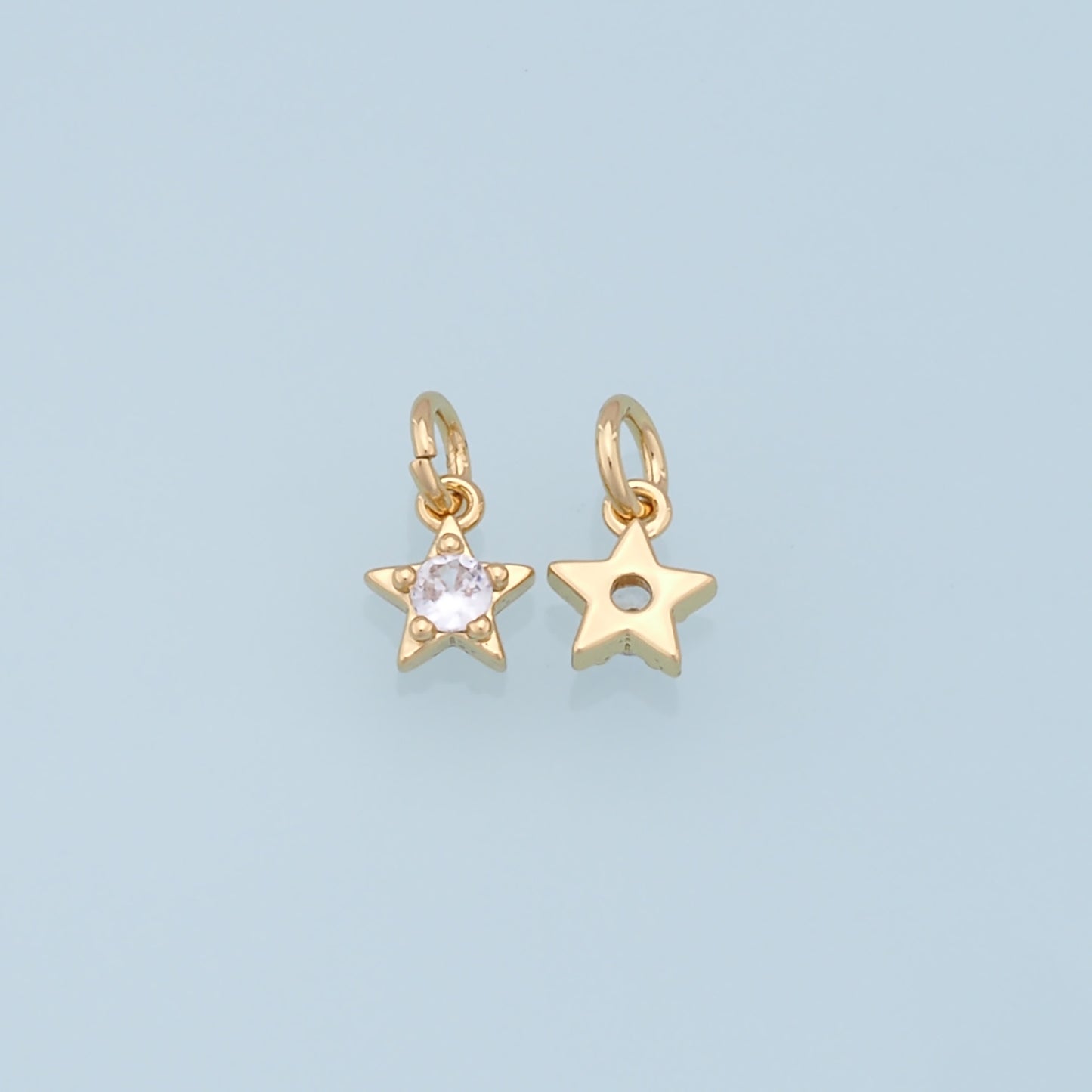 18K Gold Filled Star Pendant,CZ Star Charm Bracelet Necklace for DIY Jewelry Making Supply