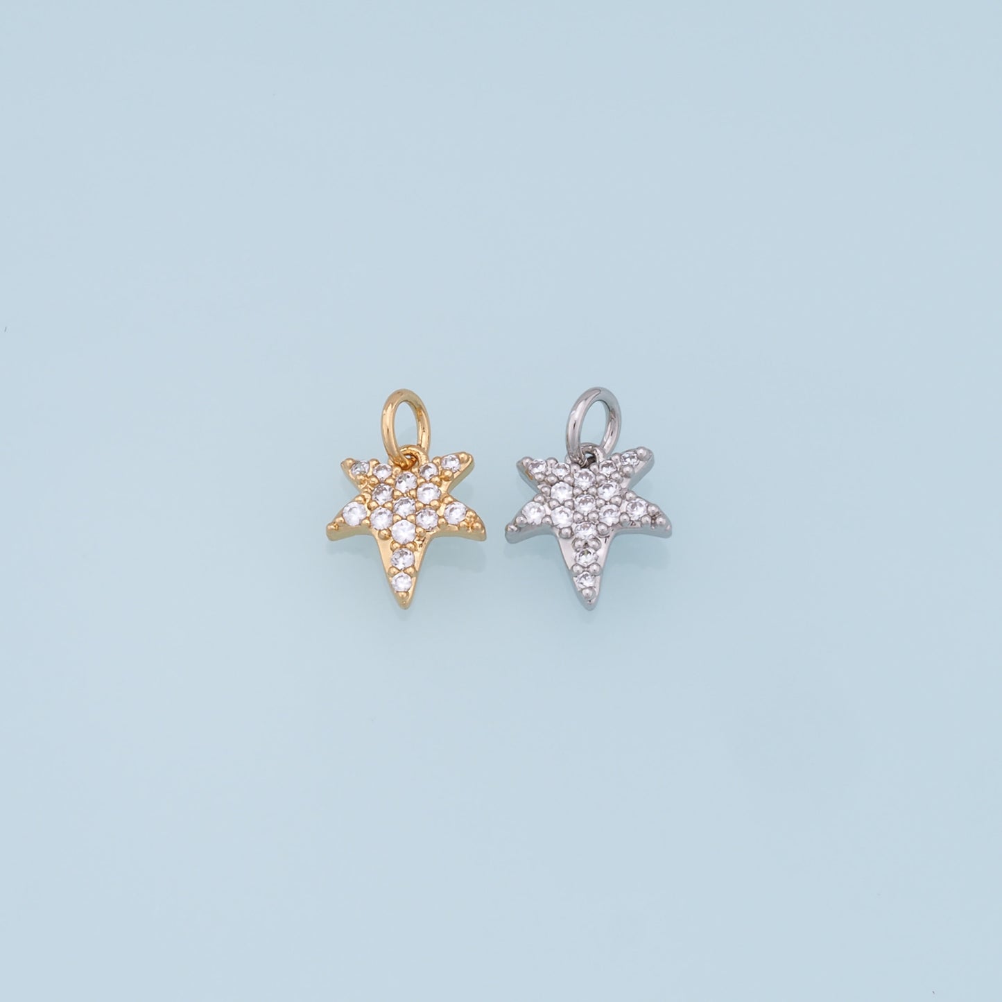 18K Gold Filled Star Pendant,CZ Star Charm Bracelet Necklace for DIY Jewelry Making Supply