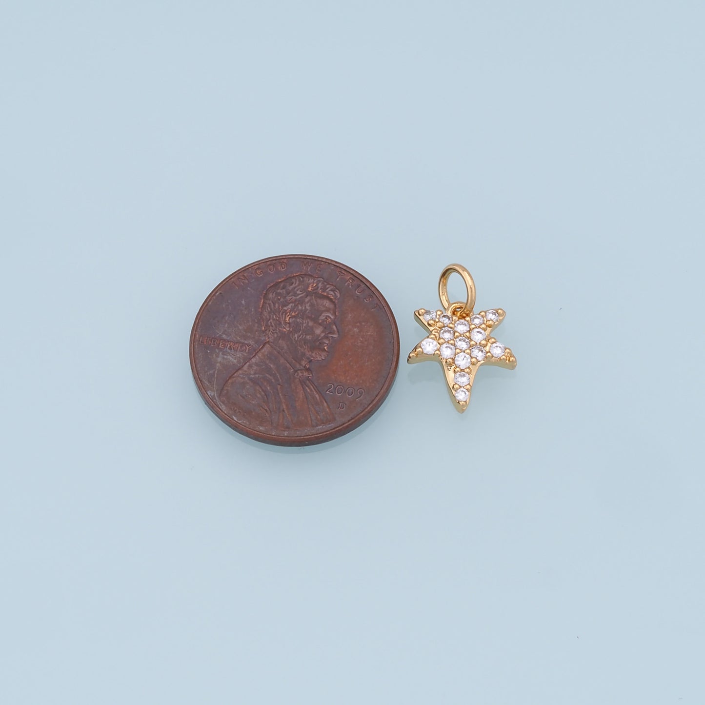 18K Gold Filled Star Pendant,CZ Star Charm Bracelet Necklace for DIY Jewelry Making Supply