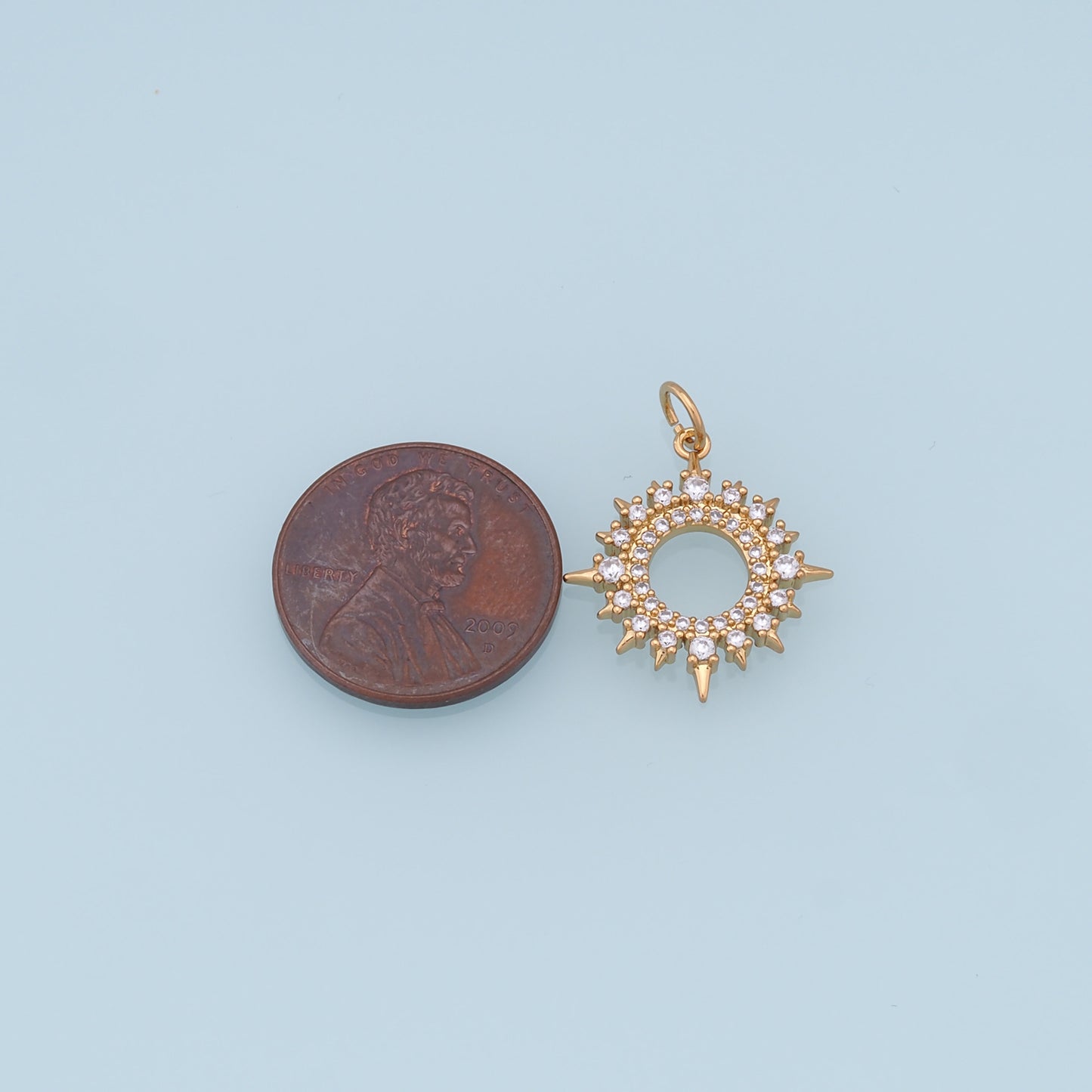 Gold Star Charms,18K Gold Filled Starburst Pendant,CZ North Star Charm Bracelet Necklace for DIY Jewelry Making Supply