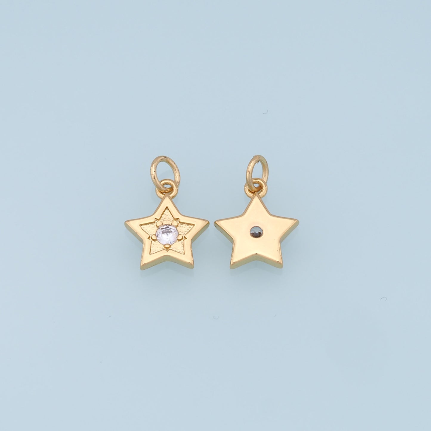 18K Gold Filled Star Pendant,CZ Star Charm Bracelet Necklace for DIY Jewelry Making Supply