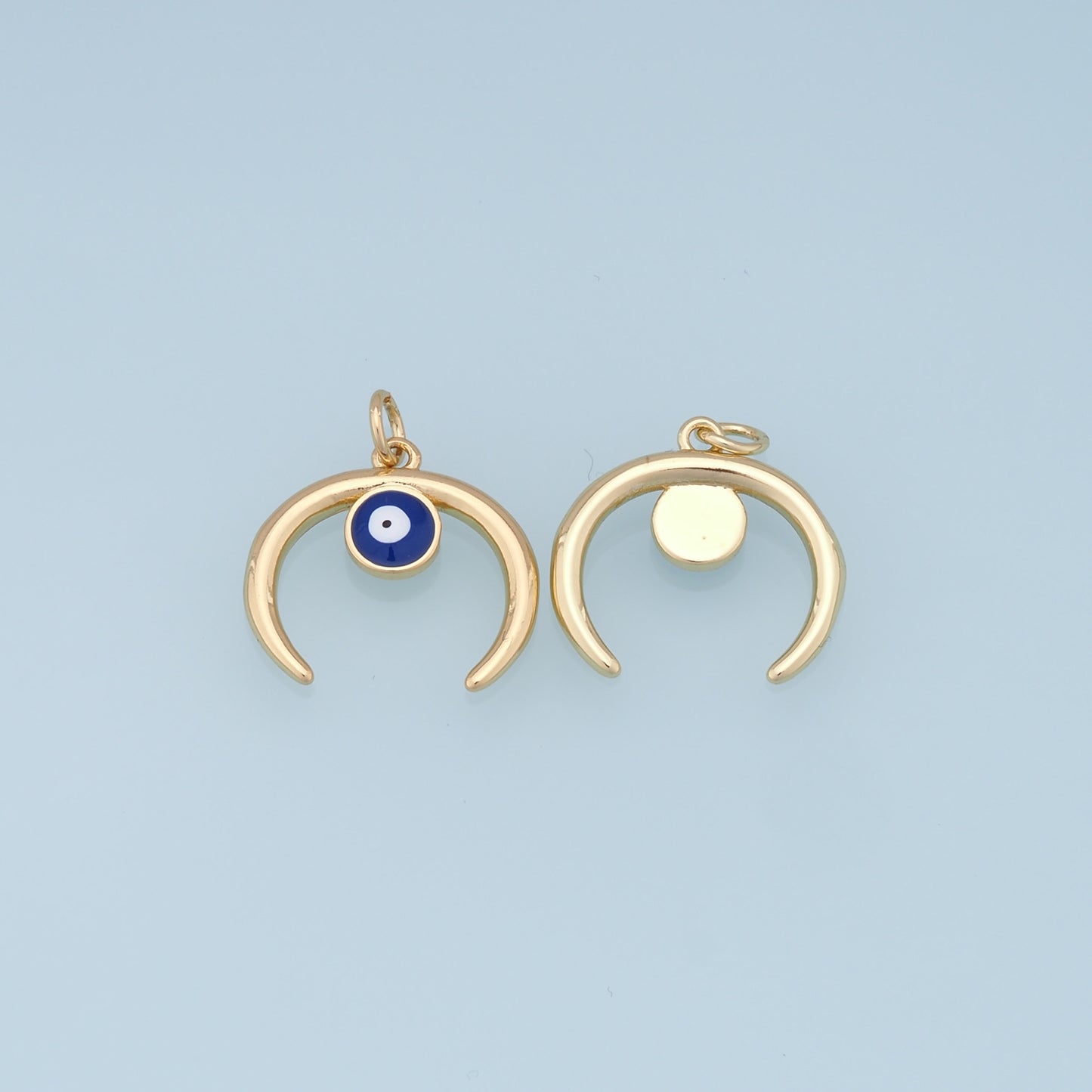 Gold Moon Evil Eye Charms,18K Gold Filled Moon Pendant,Evil Eye Charm Bracelet Necklace for DIY Jewelry Making Supply