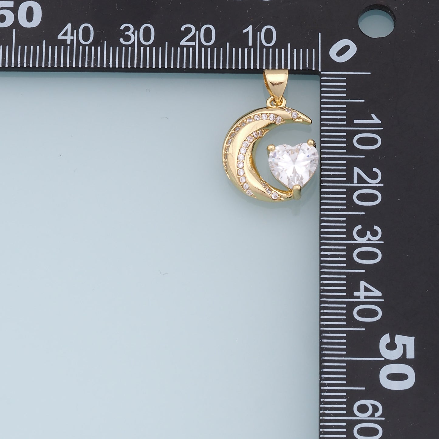 Gold Moon Charms,18K Gold Filled Moon Pendant,CZ Micro Pave Celestial Charm Bracelet Necklace for DIY Jewelry Making Supply