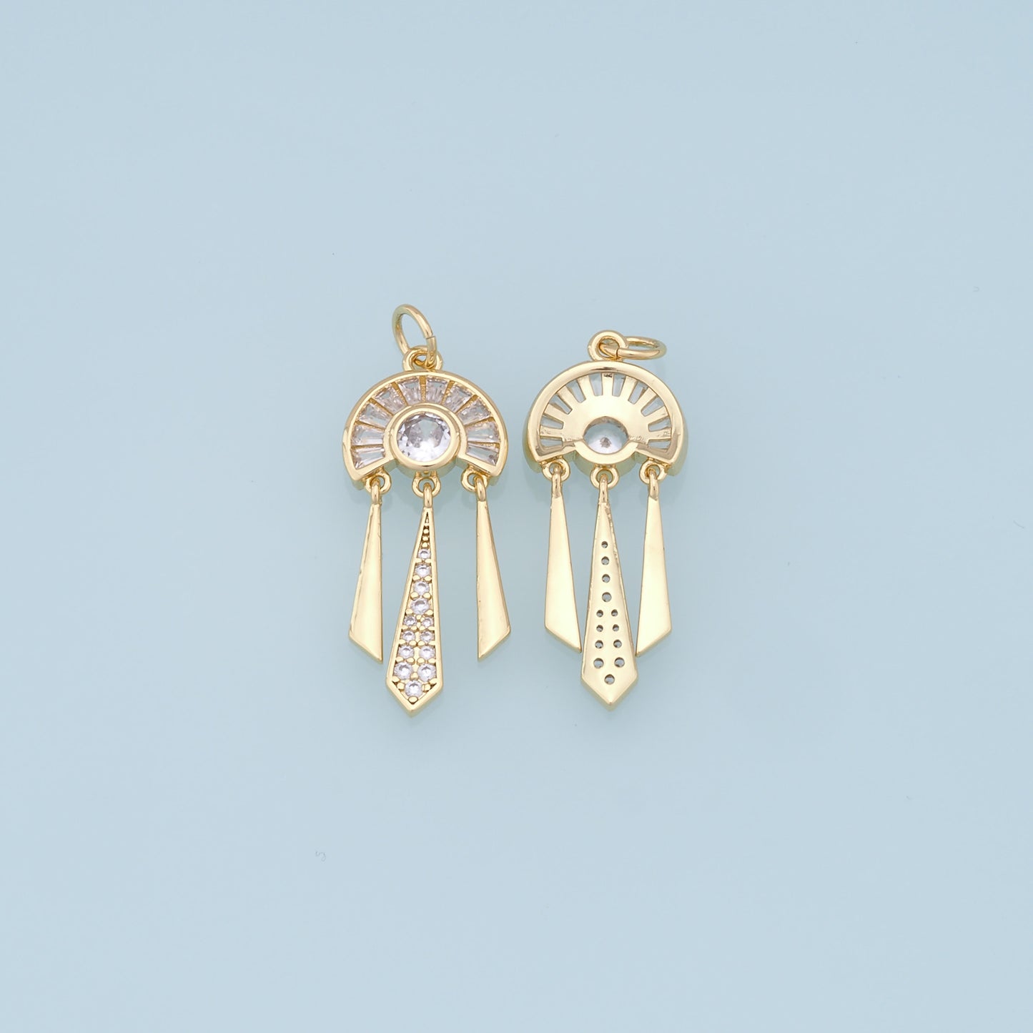 Gold tassel Charms,18K Gold Filled semicircle Pendant,geometry Charm Bracelet Necklace for DIY Jewelry Making Supply