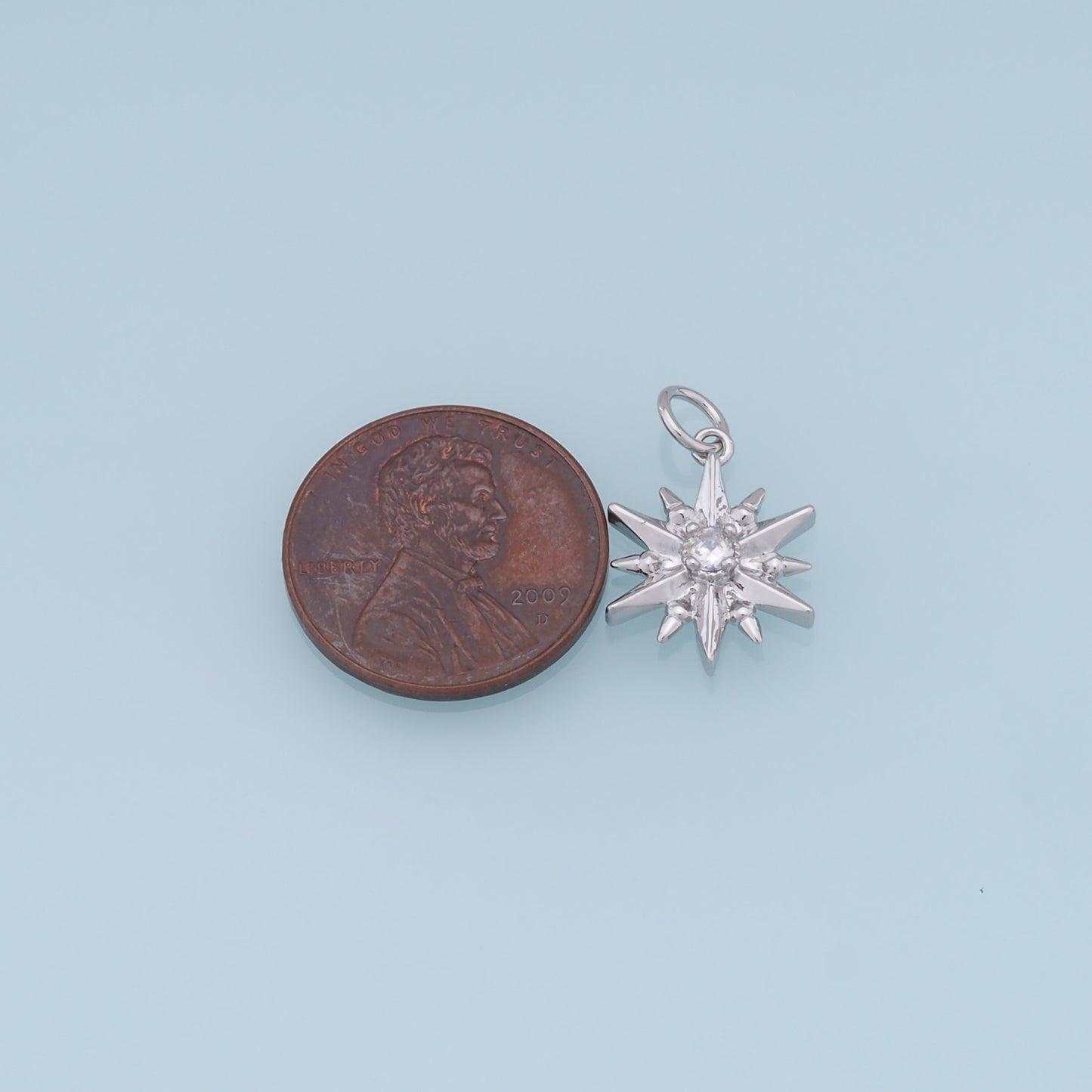 Gold Star Charms,18K Gold Filled Starburst Pendant,CZ North Star Charm Bracelet Necklace for DIY Jewelry Making Supply