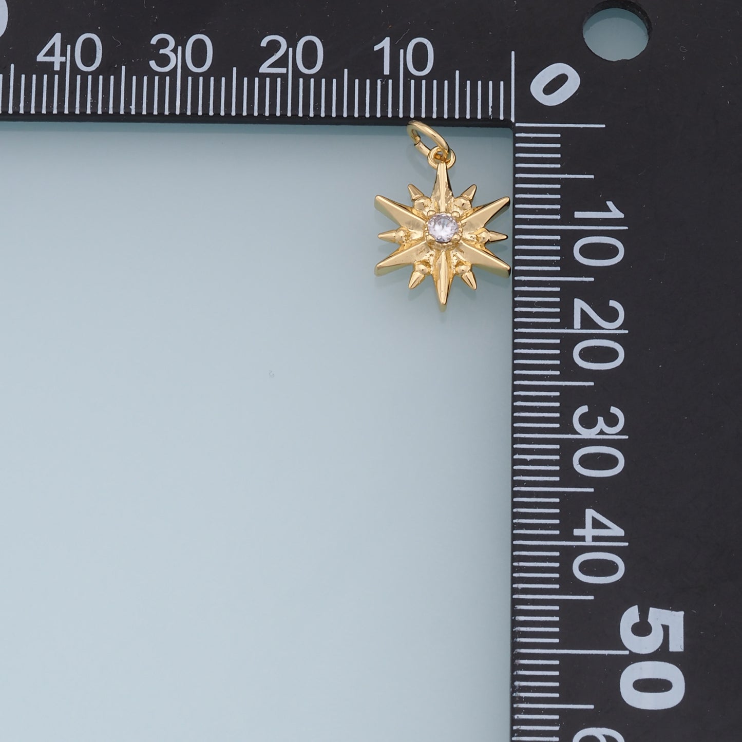 Gold Star Charms,18K Gold Filled Starburst Pendant,CZ North Star Charm Bracelet Necklace for DIY Jewelry Making Supply