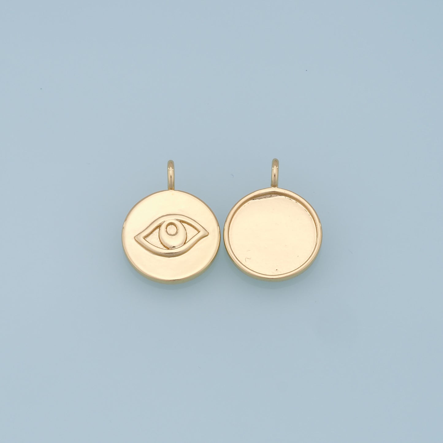 Gold Round Evil Eye Charms,18K Gold Filled Evil Eye Pendant,Evil Eye Charm Bracelet Necklace for DIY Jewelry Making Supply