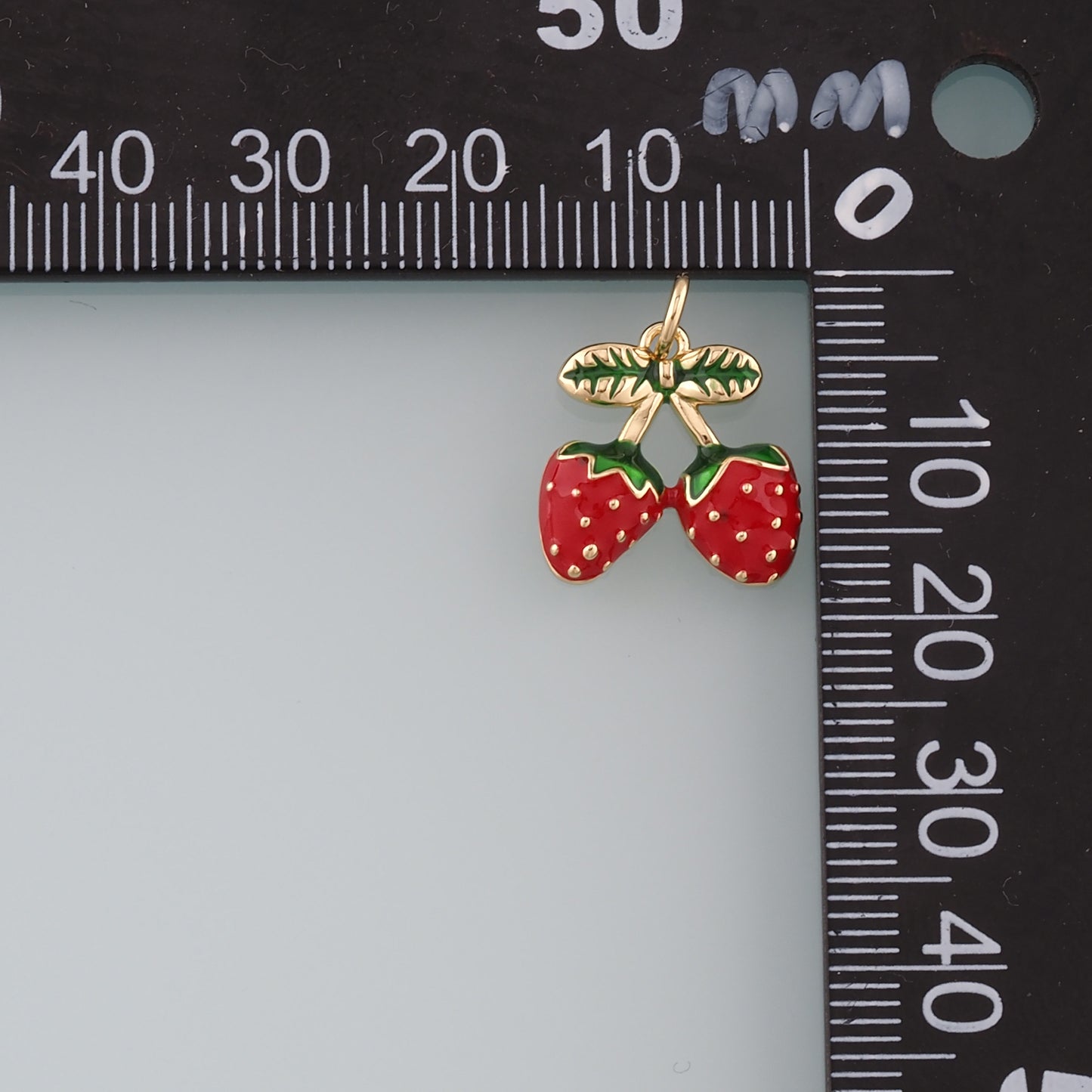 Gold Strawberry Charms,18K Gold Filled Strawberry Pendant,Enamel Fruit Charm Bracelet Necklace for DIY Jewelry Making Supply