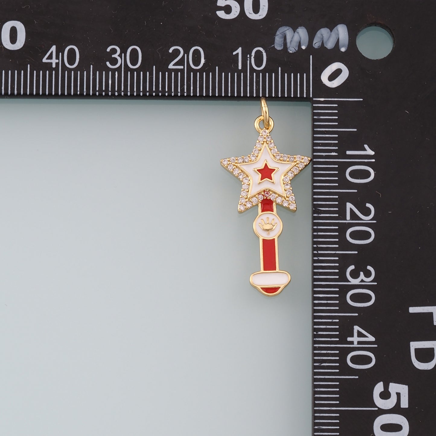 Gold Star Charms,18K Gold Filled Star Pendant,Enamel Magic Wand Charm Bracelet Necklace for DIY Jewelry Making Supply