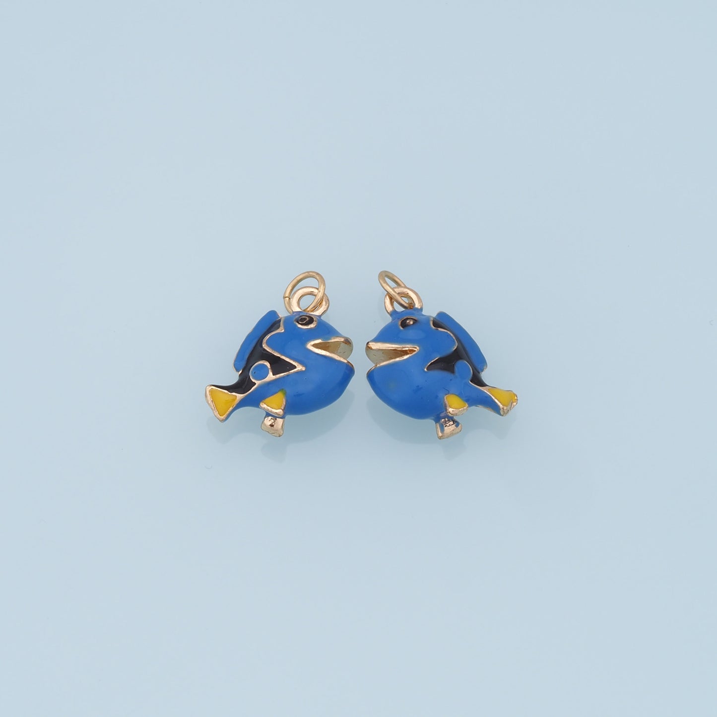 Cute Fish Charms,18K Gold Filled Enamel Fish Pendant,Kawaii Charm Bracelet Necklace for DIY Jewelry Making Supply