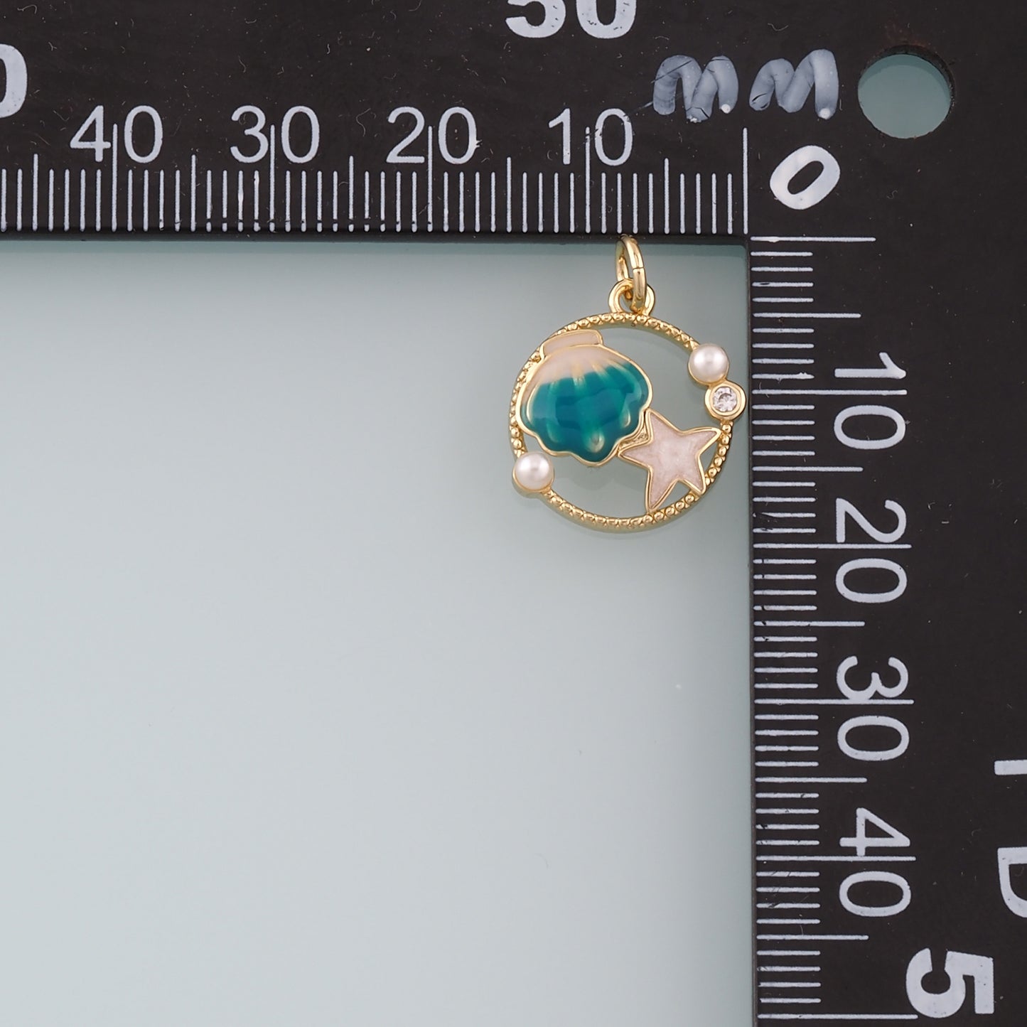 Gold Shell Charm,18K Gold Filled Scallop Pendant,Enamel Starfish Charm Bracelet Necklace for DIY Jewelry Making Supply