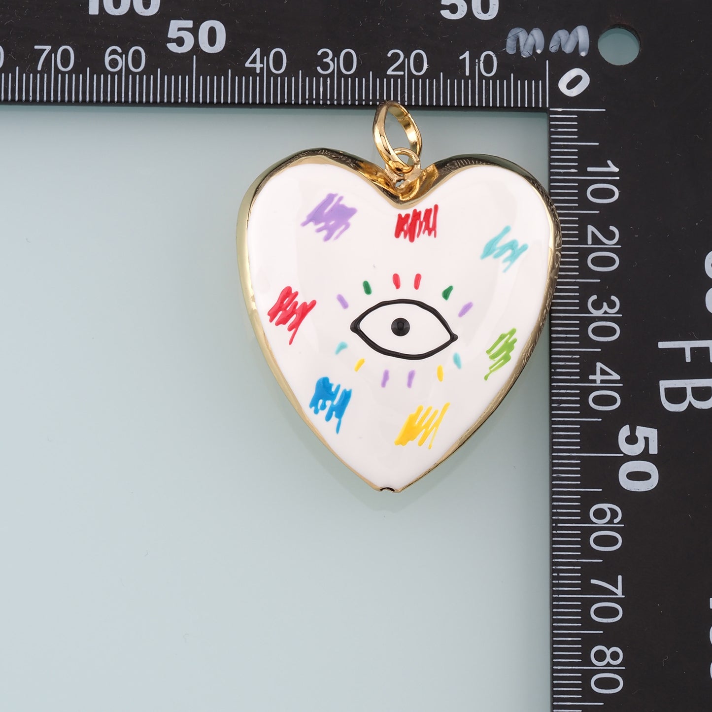 Gold Evil Eye Charms,18K Gold Filled Big Heart Pendant,Enamel Heart Evil Eye Charm Bracelet Necklace for DIY Jewelry Making Supply