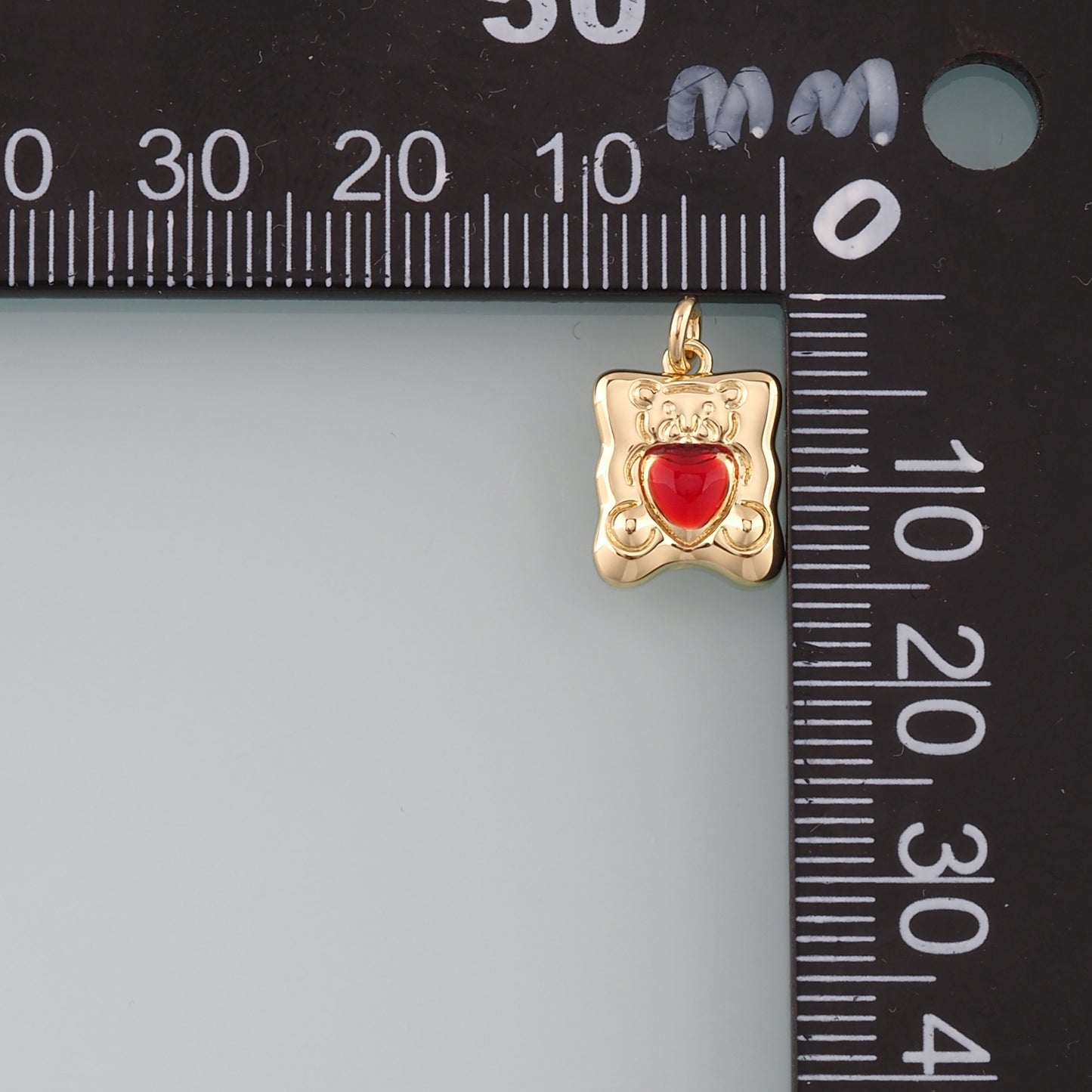 18K Gold Filled Bear Pendant,Enamel Heart Bear Charm Bracelet Necklace for DIY Jewelry Making Supply