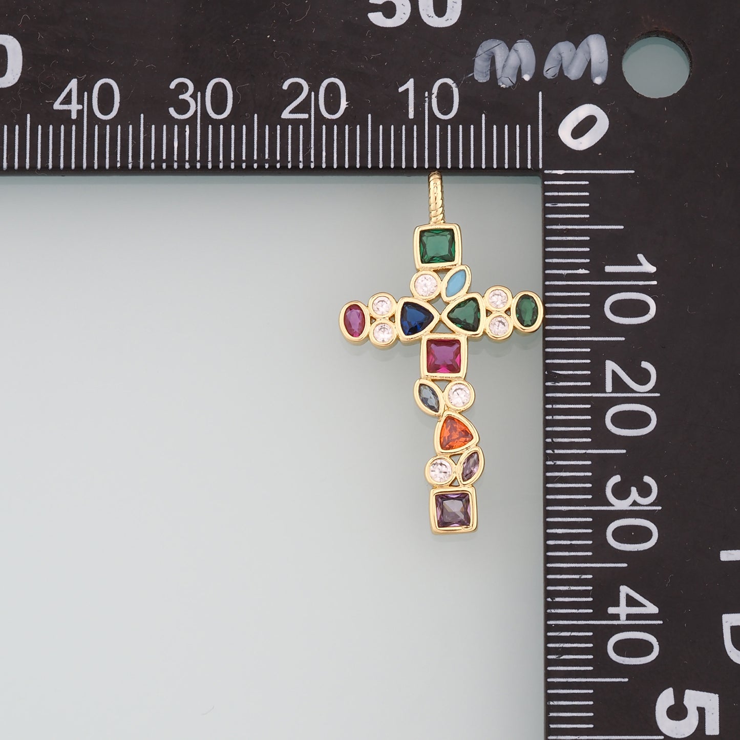 Gold Cross Charms,18K Gold Filled Cross Pendant,CZ Micro Pave Religion Charm Bracelet Necklace for DIY Jewelry Making Supply
