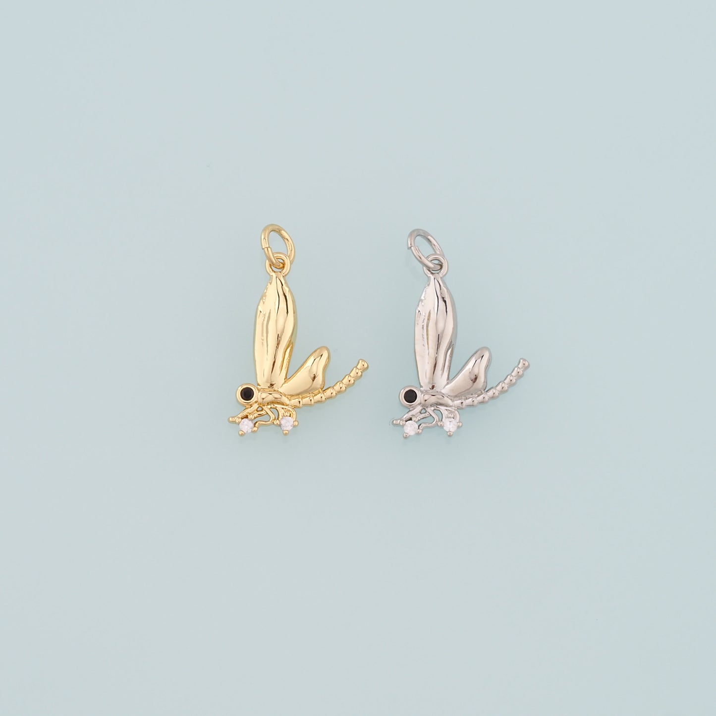Gold Dragonfly Charms,18K Gold Filled Dragonfly Pendant,CZ Dragonfly Charm Bracelet Necklace for DIY Jewelry Making Supply