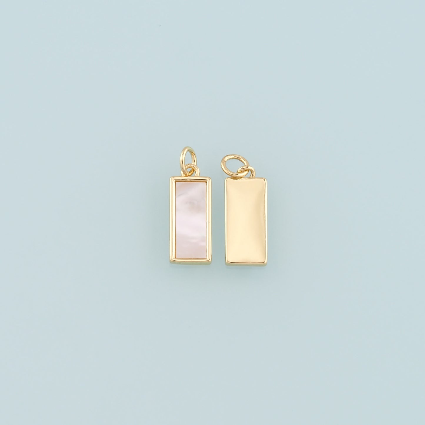 Gold Rectangle Charm,18K Gold Filled Shell Rectangle Pendant Bracelet Necklace for DIY Jewelry Making Supply