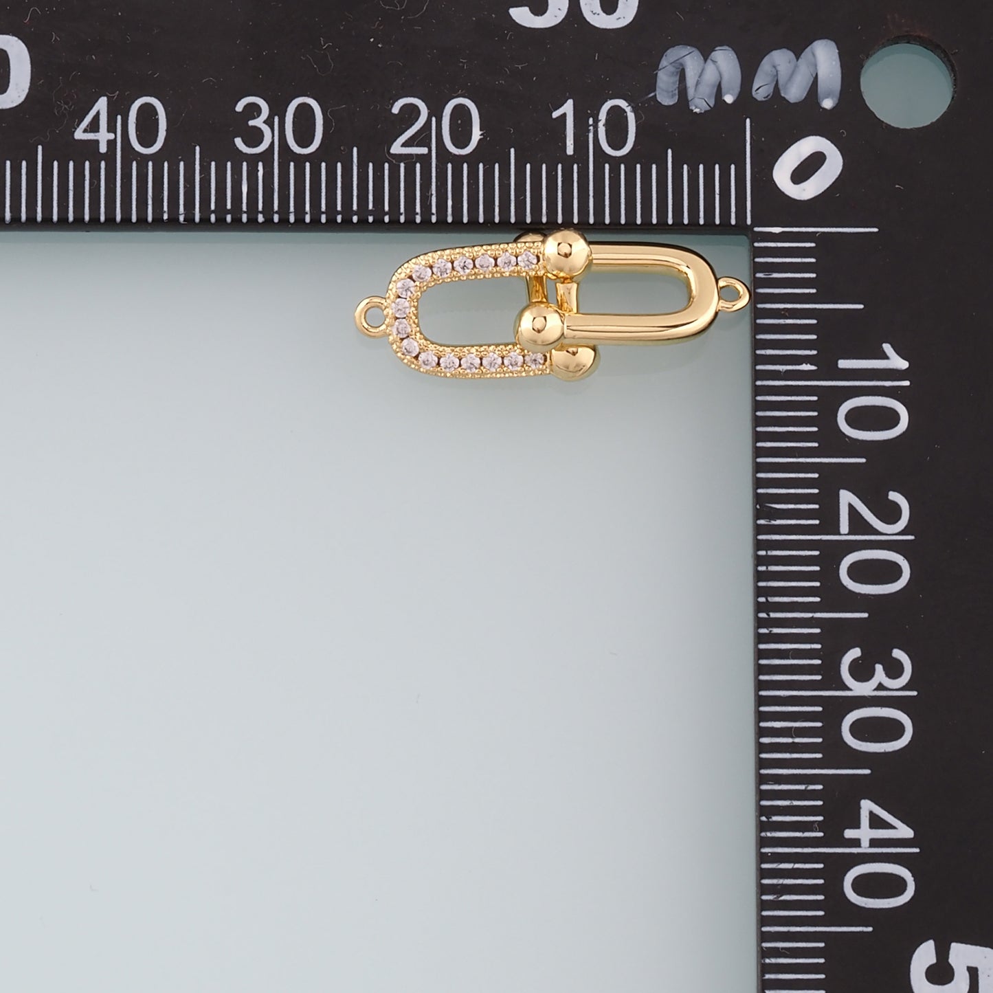 18K Gold Filled Geometry Connector,CZ Micro Pave Geometry Charm Bracelet Necklace for DIY Jewelry Making Supply