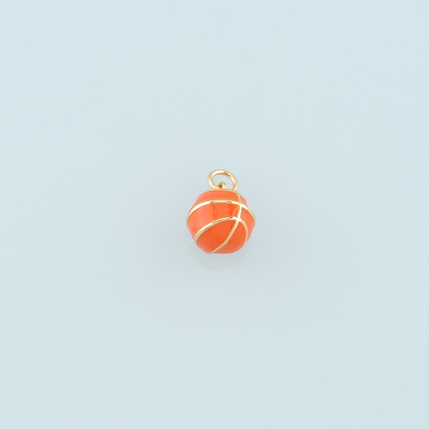 18K Gold Filled Basketball Pendant,Enamel Ball Charm Bracelet Necklace for DIY Jewelry Making Supply