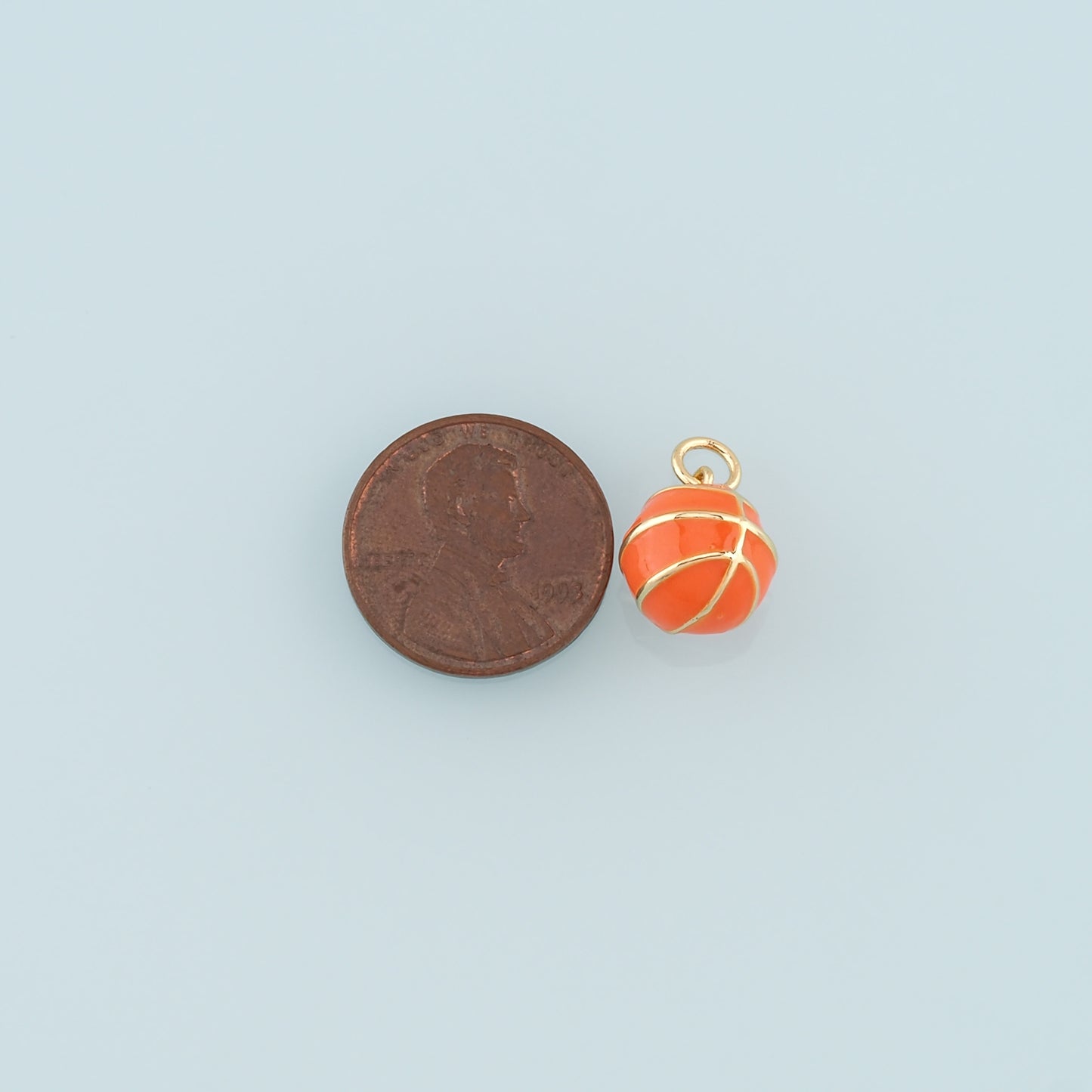 18K Gold Filled Basketball Pendant,Enamel Ball Charm Bracelet Necklace for DIY Jewelry Making Supply