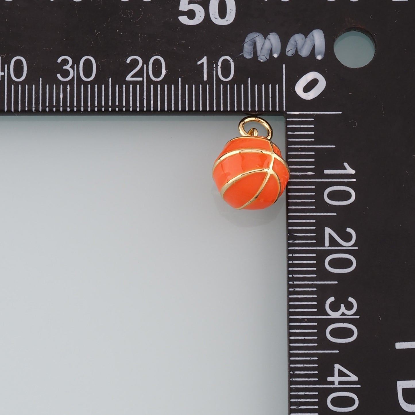 18K Gold Filled Basketball Pendant,Enamel Ball Charm Bracelet Necklace for DIY Jewelry Making Supply