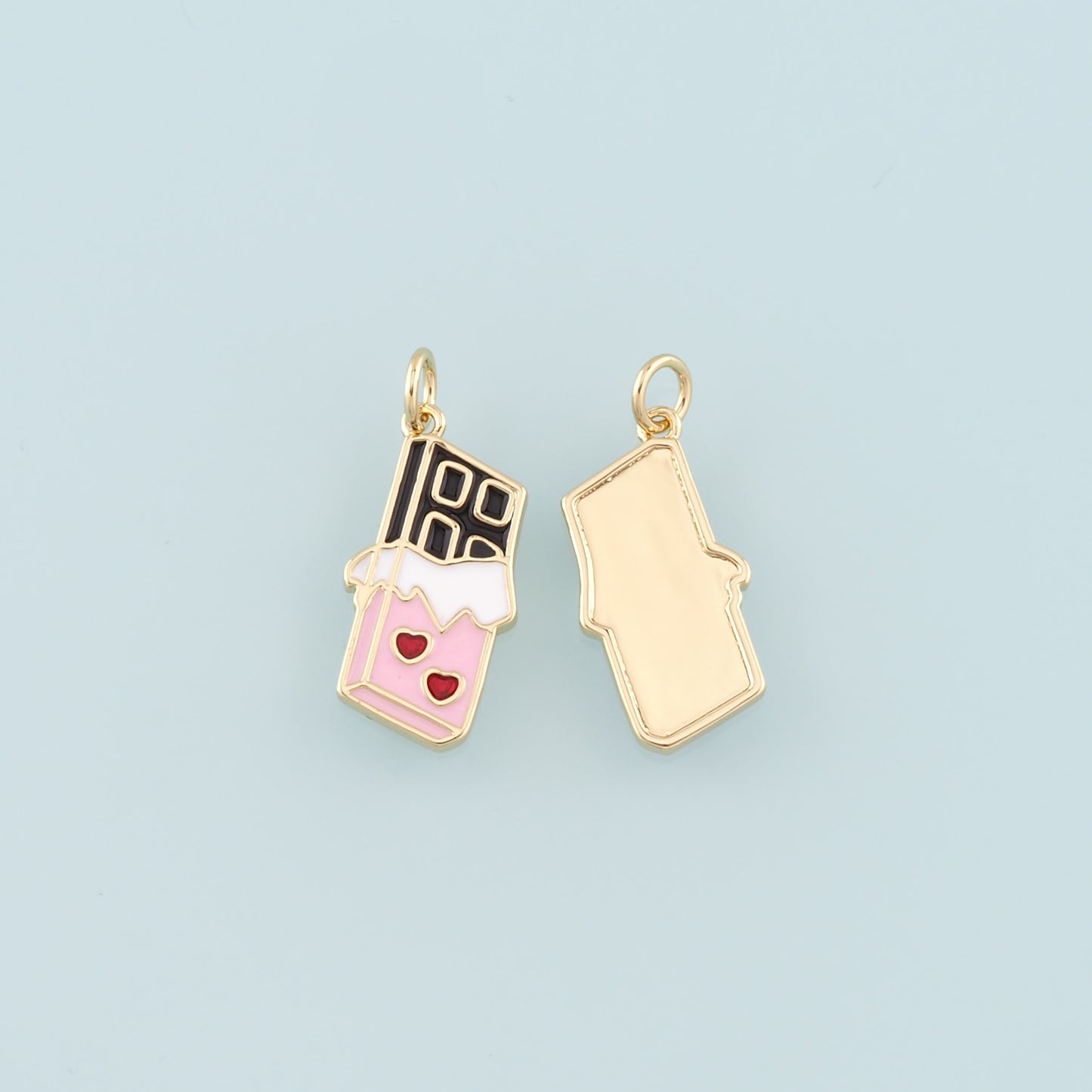 Gold Chocolate Charms,18K Gold Filled Candy Pendant,Enamel Chocolate Charm Bracelet Necklace for DIY Jewelry Making Supply