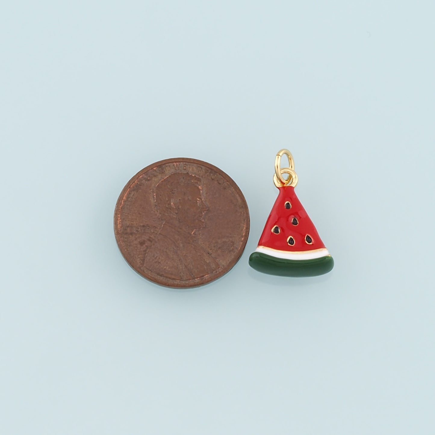Gold Watermelon Charms,18K Gold Filled Watermelon Pendant,Enamel Fruit Charm Bracelet Necklace for DIY Jewelry Making Supply