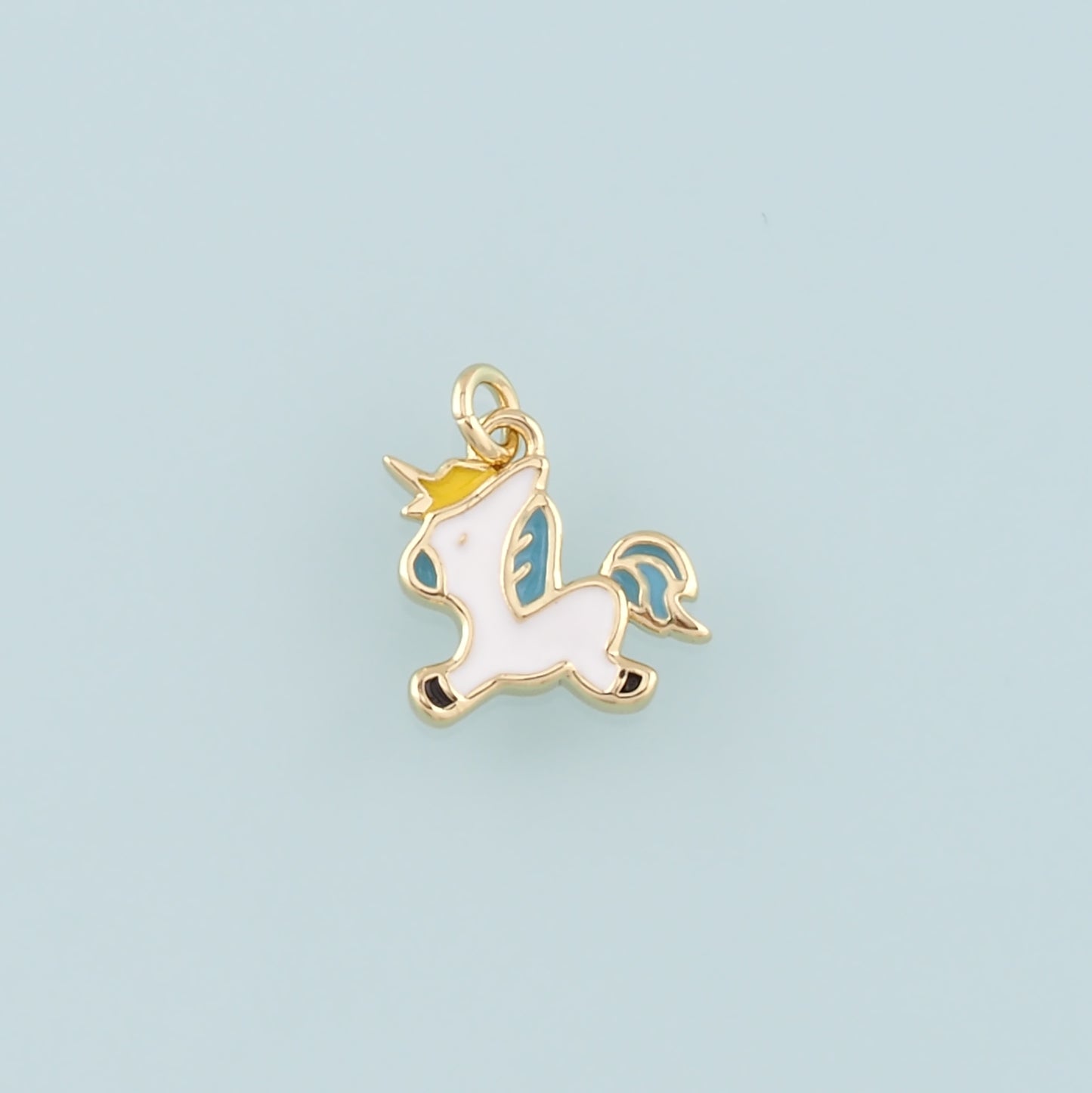 Gold Unicorn Charms,18K Gold Filled Unicorn Pendant,Enamel Unicorn Charm Bracelet Necklace for DIY Jewelry Making Supply